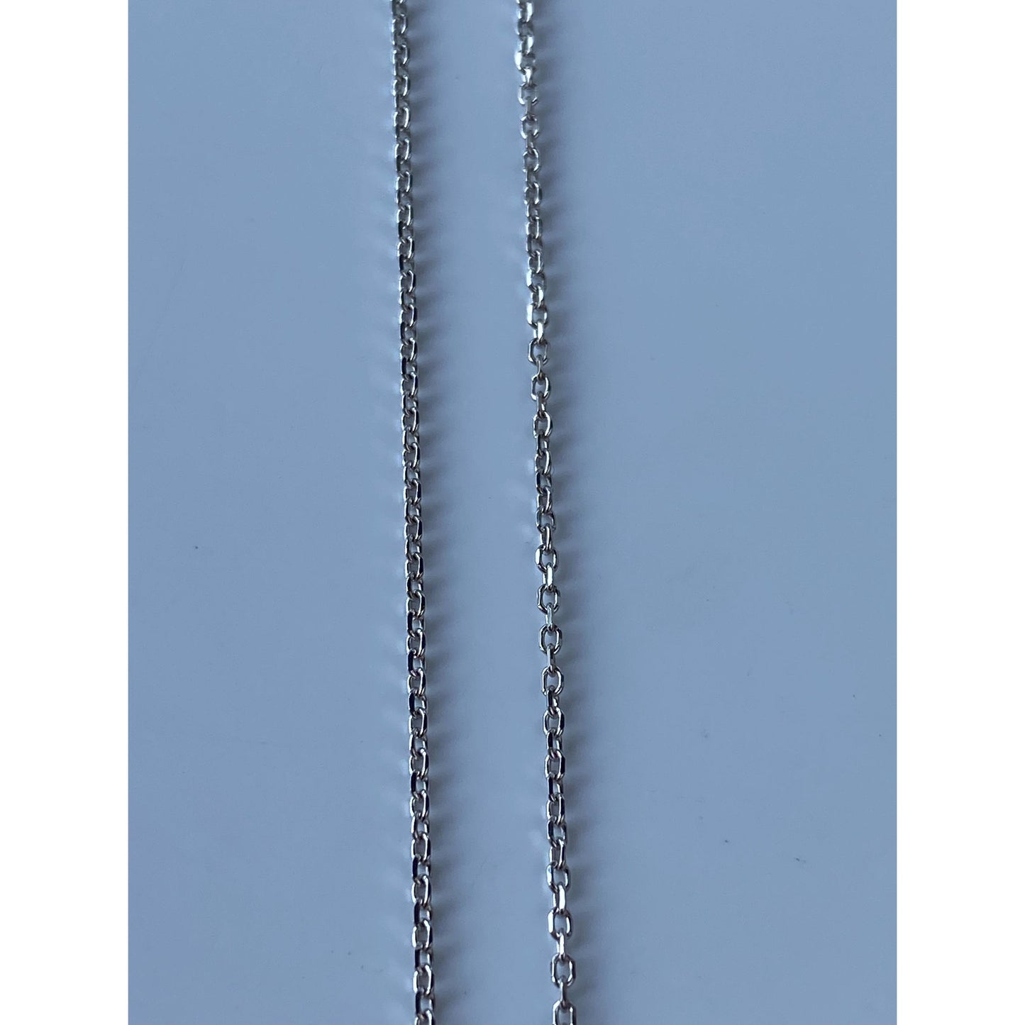 Vintage Solid 14k White Gold Dainty Biker Link Chain Necklace - 16.5 inches