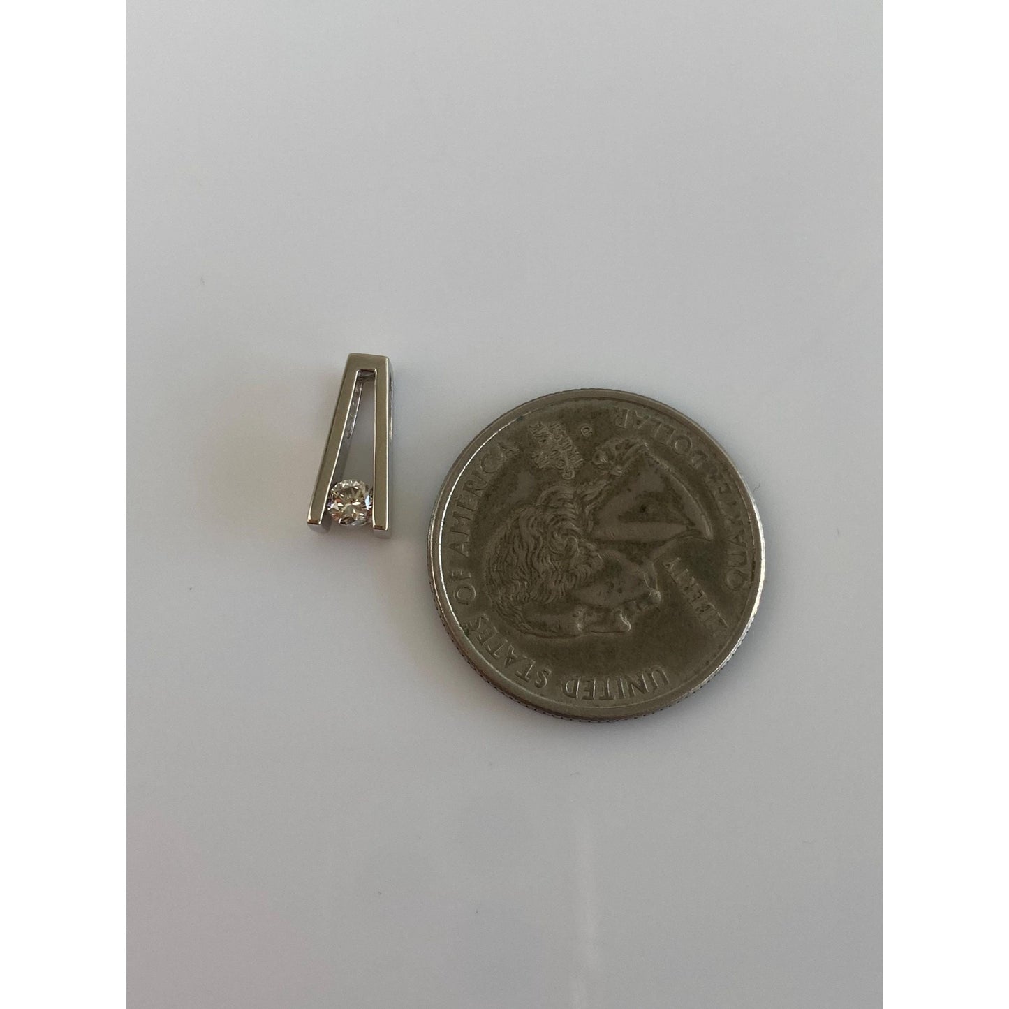 Vintage Solid 14k White Gold Diamond Slide Charm