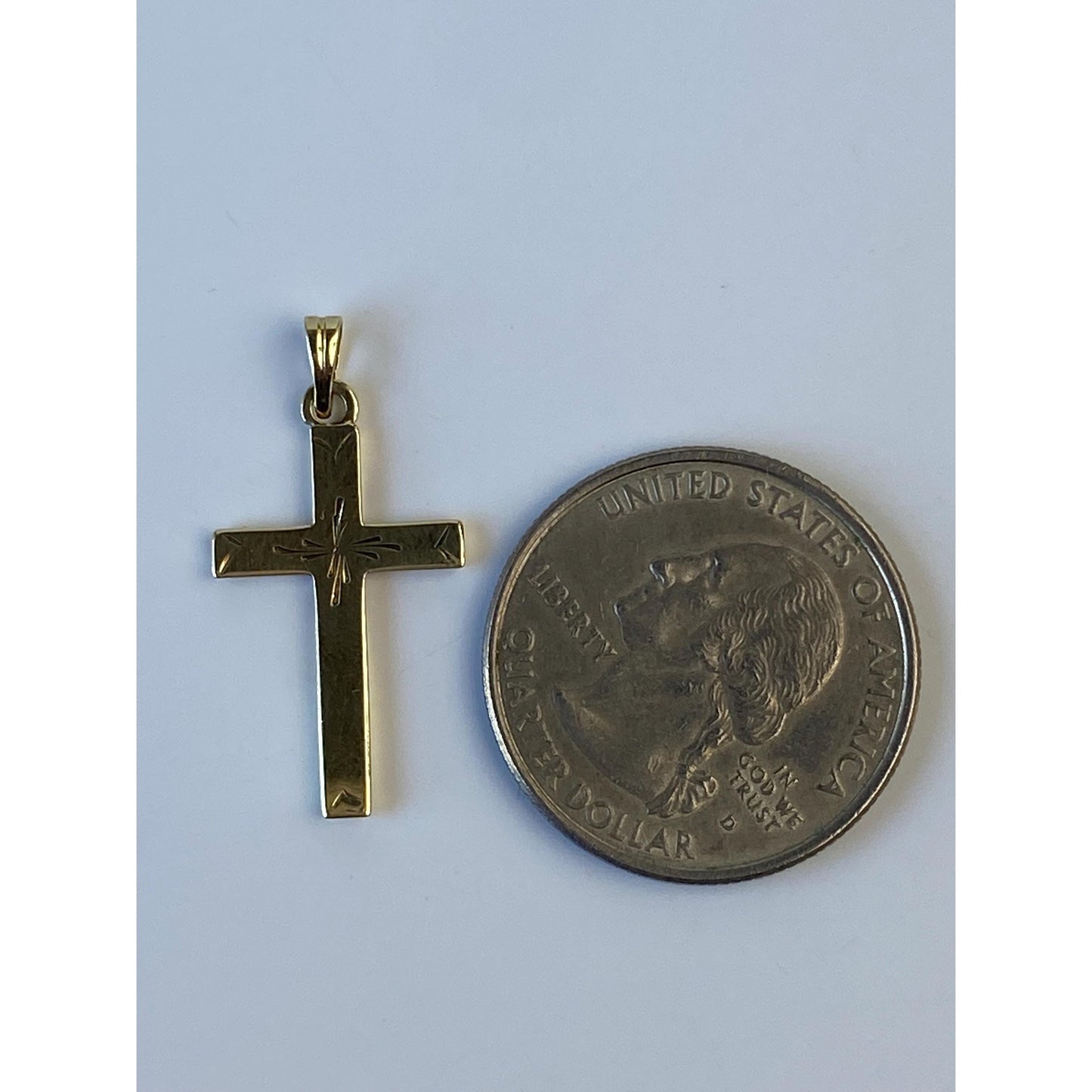 Vintage 14k Yellow Gold Engraved Cross Charm