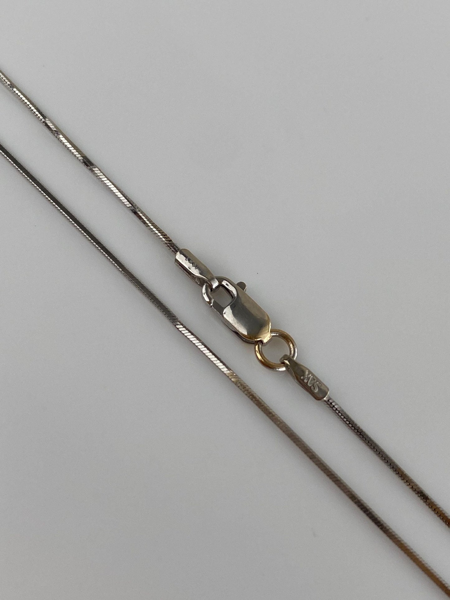 Vintage Solid 14k White Gold Square Snake Chain Necklace - 16.25 inches