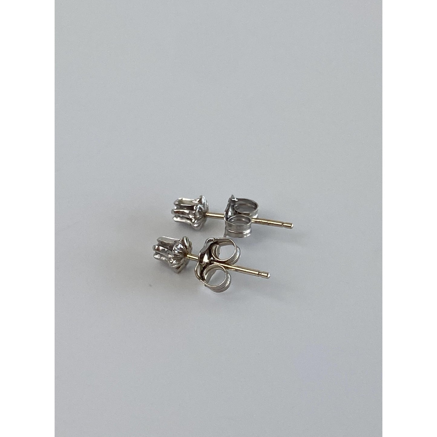 Vintage Solid 14k White Gold Clear Sapphire Studs
