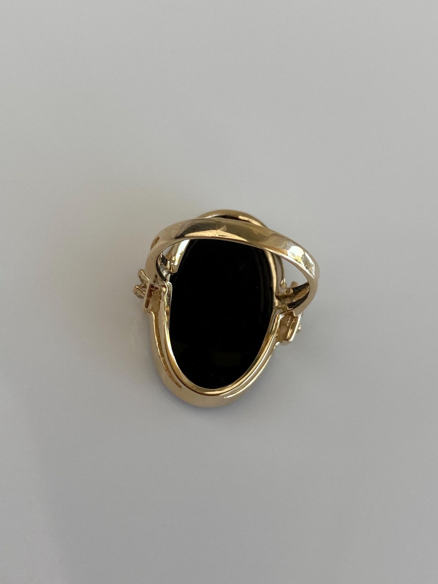 Vintage Solid 14k Yellow Gold Diamond Black Onyx Ring - Size 6.5