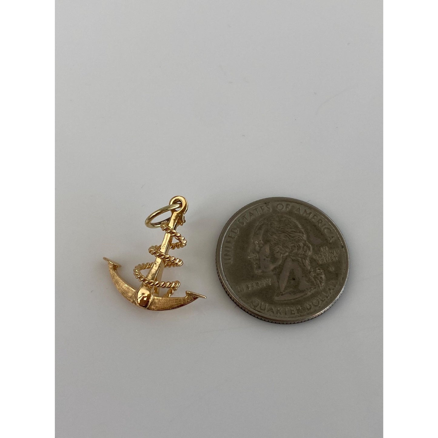 Vintage Solid 18k Yellow Gold Anchor Rope Charm