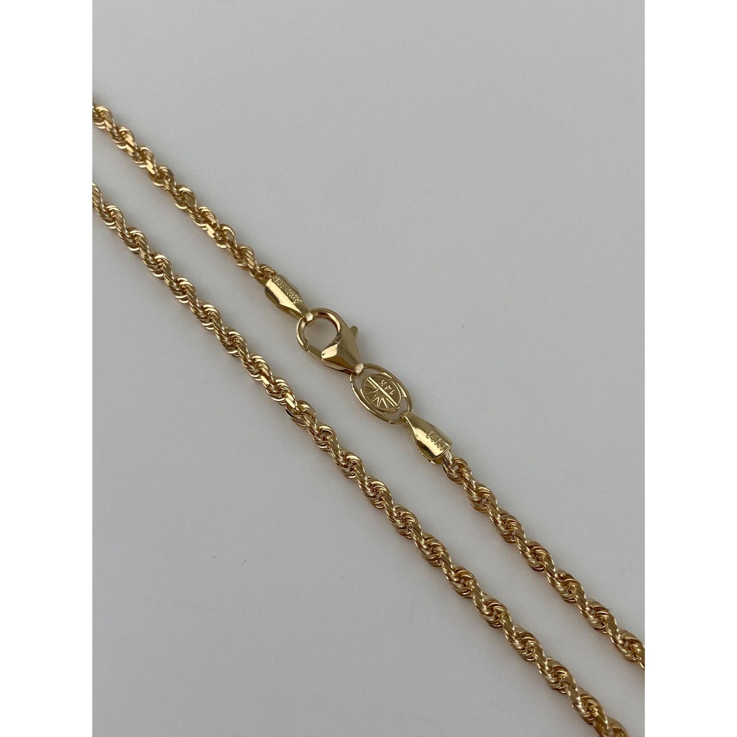 Vintage Solid 14k Yellow Gold Rope Chain Necklace - 24 inches