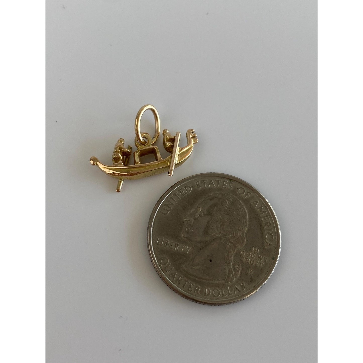 Vintage Solid 14k Yellow Gold Row Canoe Charm