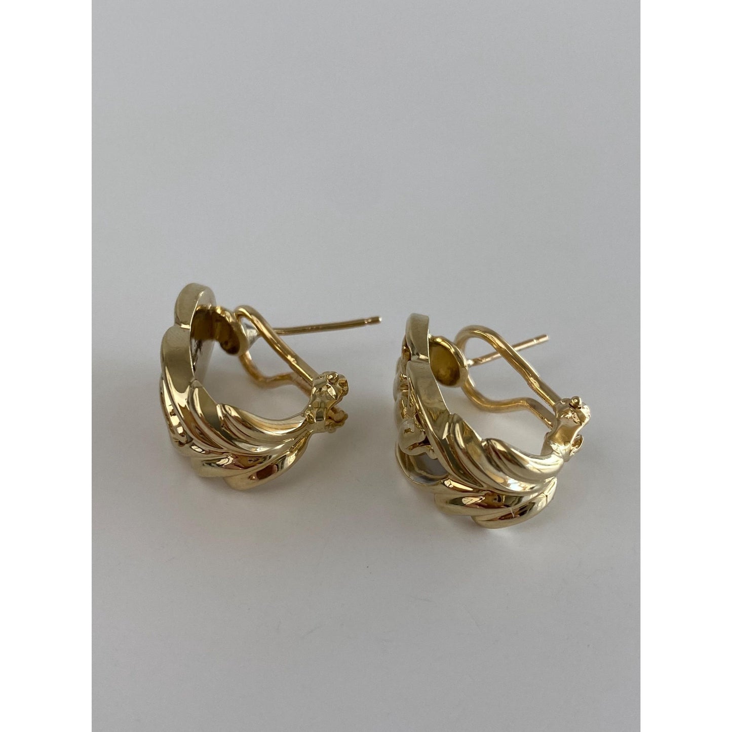 Vintage Solid 14k White & Yellow Gold Jaguar Drop Earrings