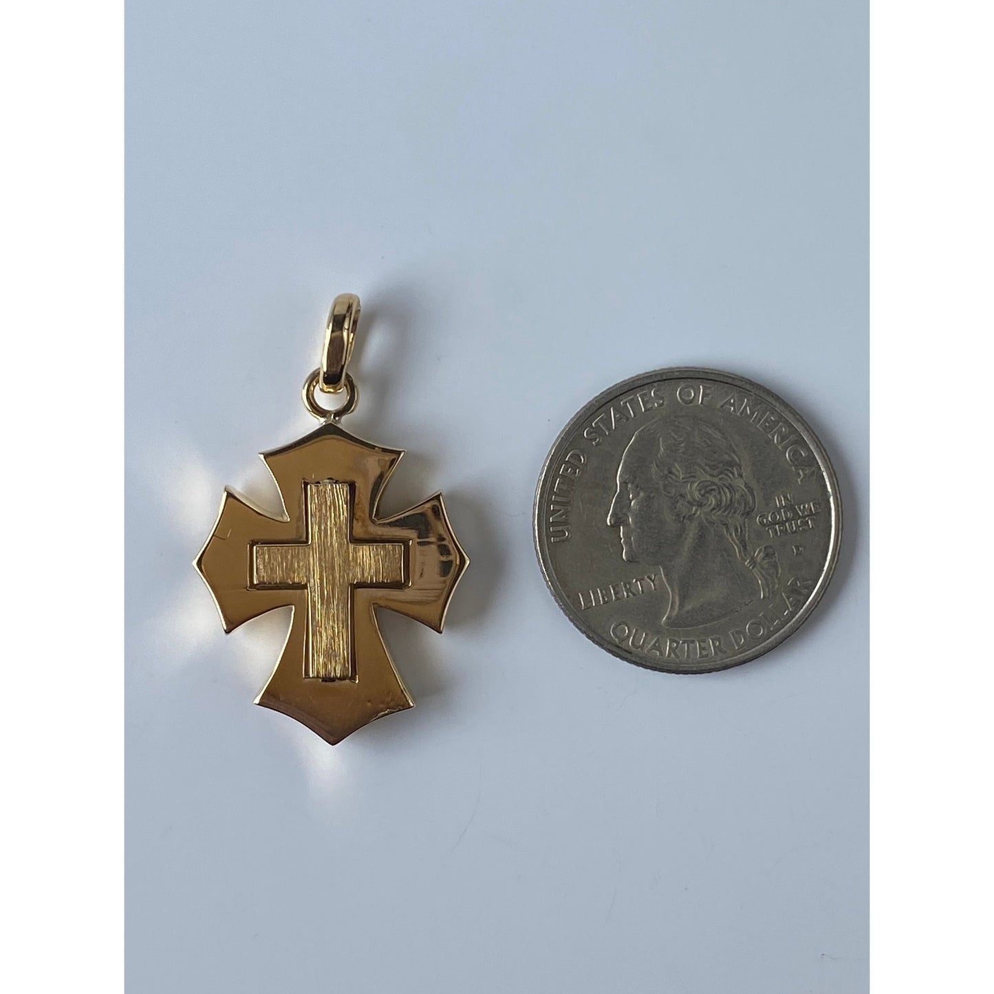 Vintage Solid 18k Yellow Gold Chunky Gothic Style Cross Charm