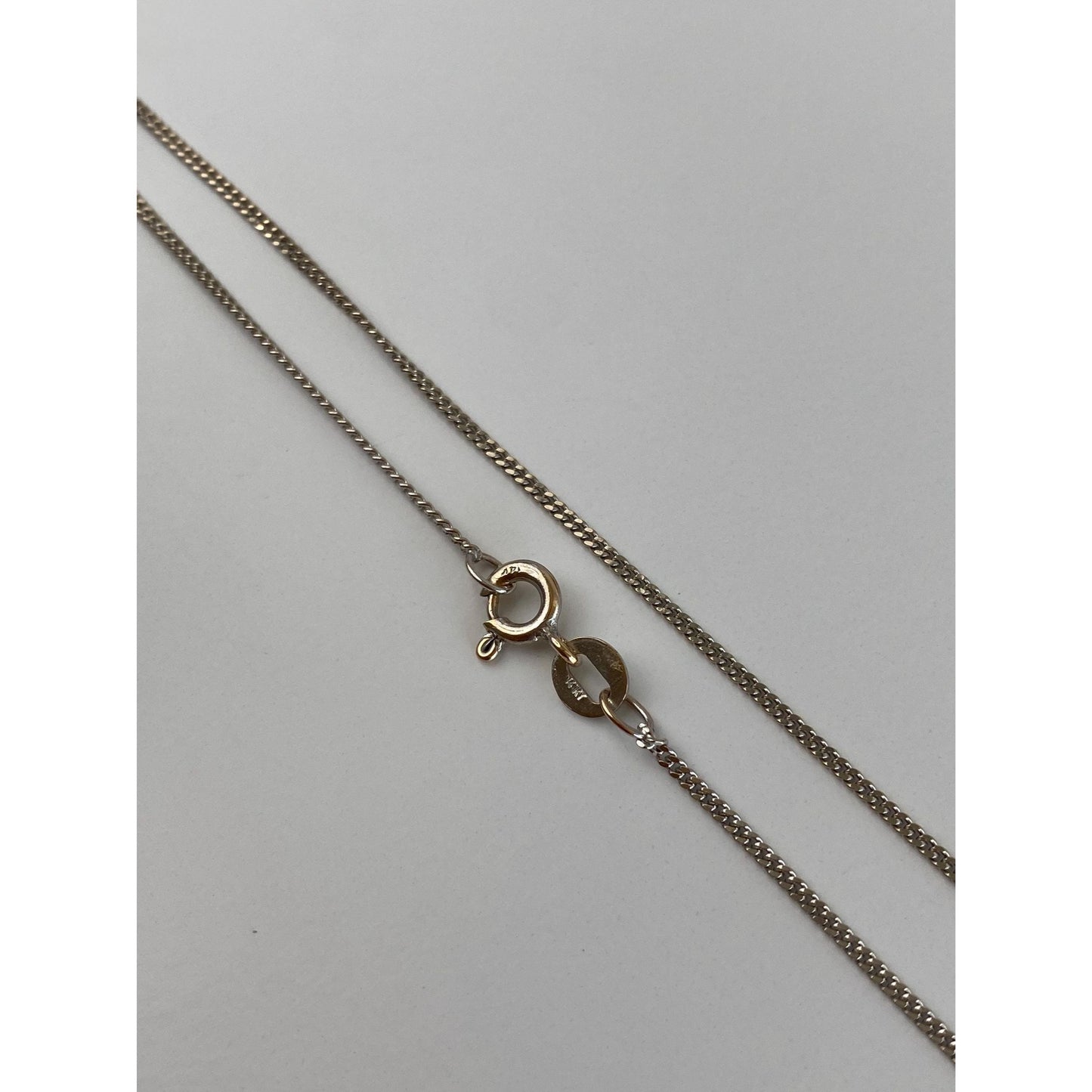 Vintage Solid 14k White Gold Tight Curb Chain Necklace - 18.5 inches