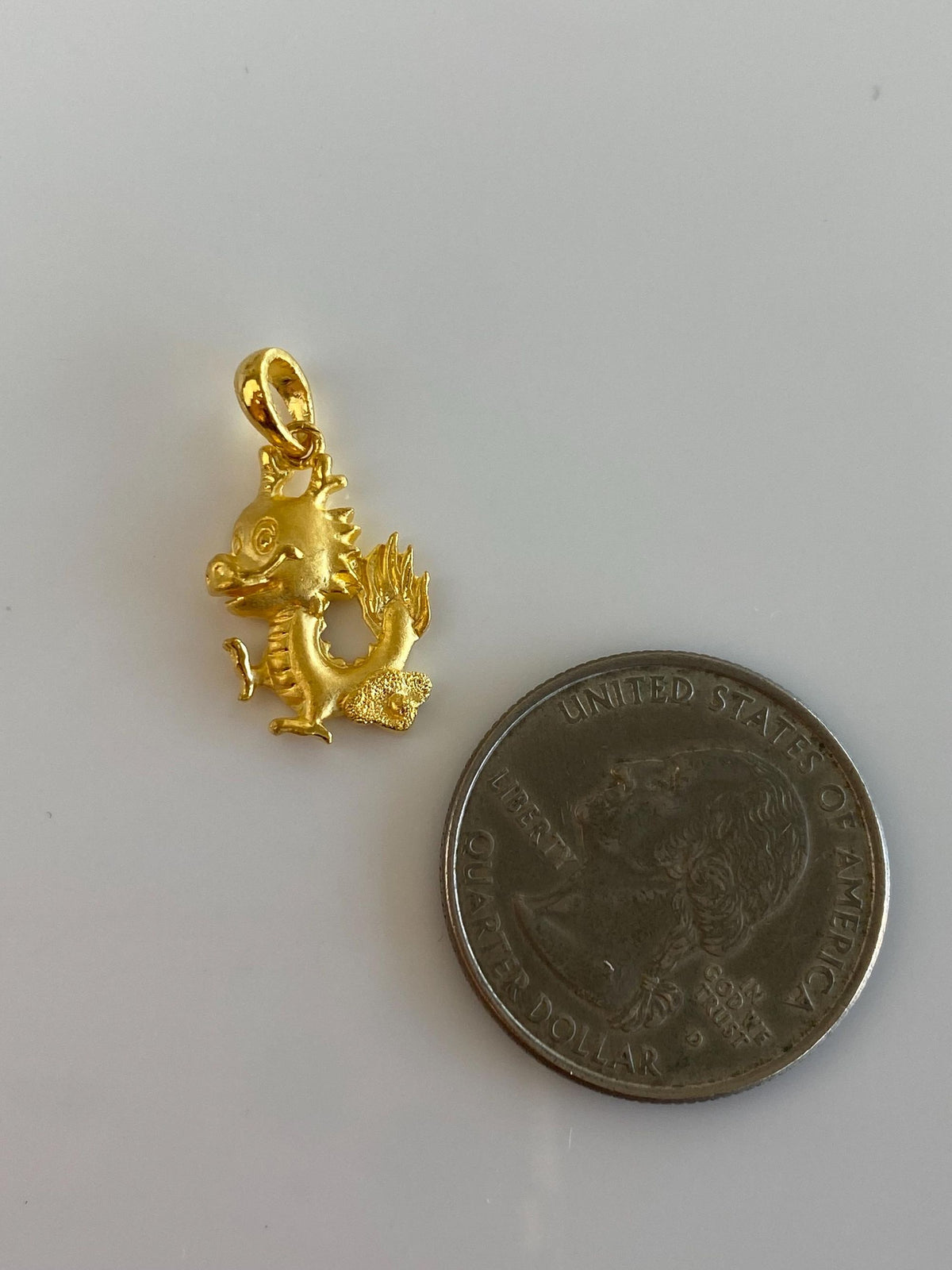 Vintage Solid 24k Yellow Gold Cartoon Dragon Charm