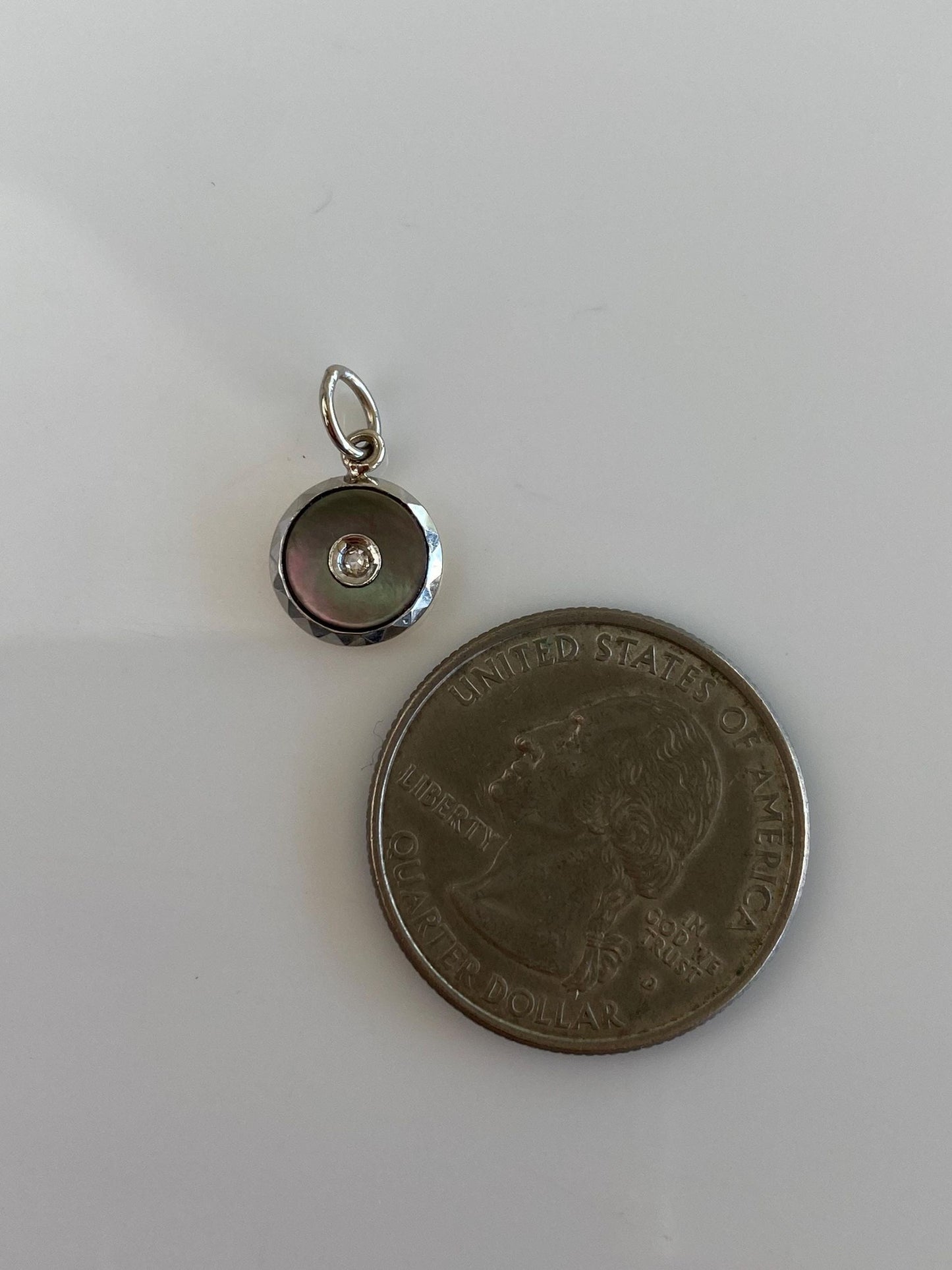 Vintage Platinum & 14k Yellow Gold Diamond Abalone Cufflink Conversion Charm