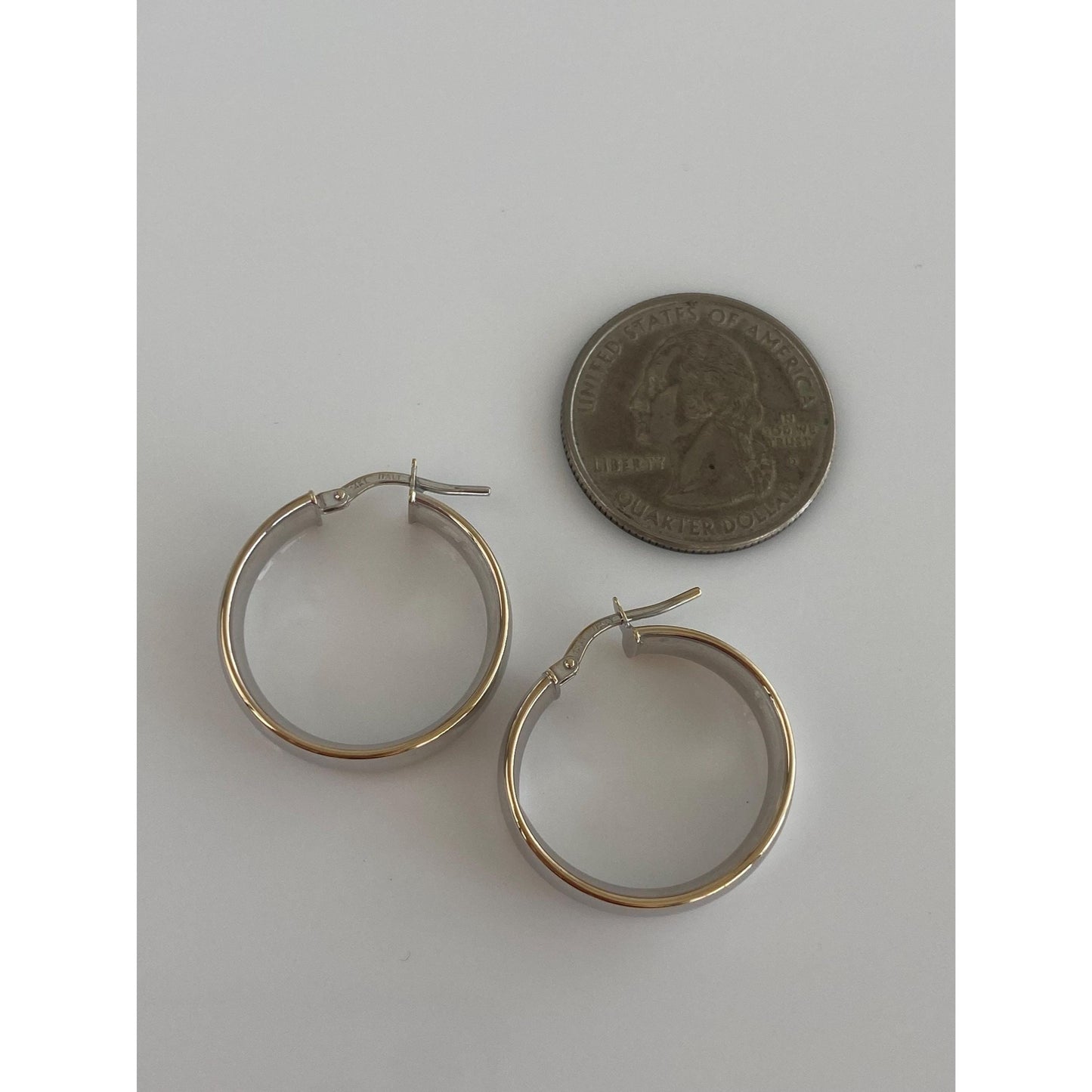 Vintage 14k White & Yellow Gold Hoop Earrings