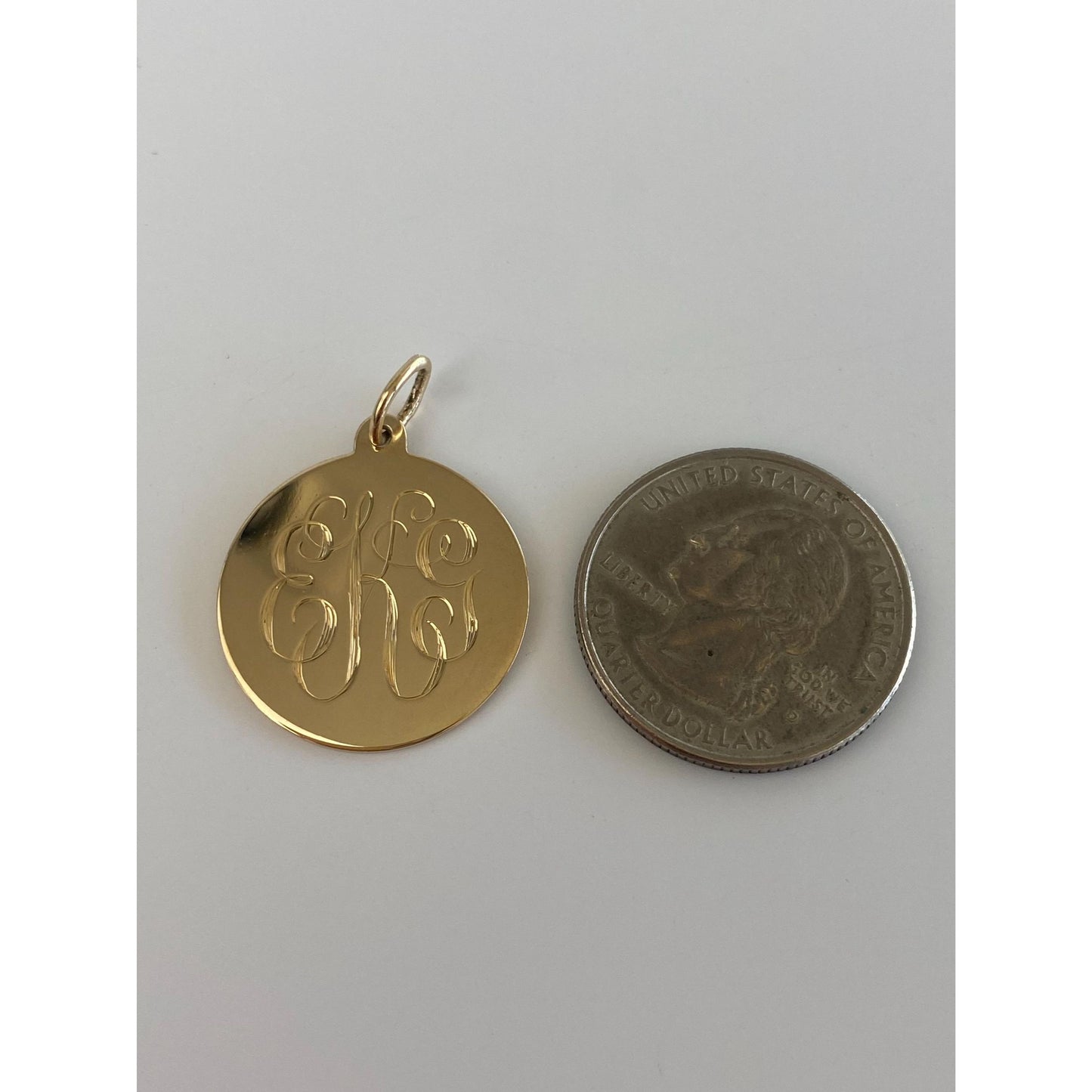 Solid 14k Yellow Gold Monogram Charm\