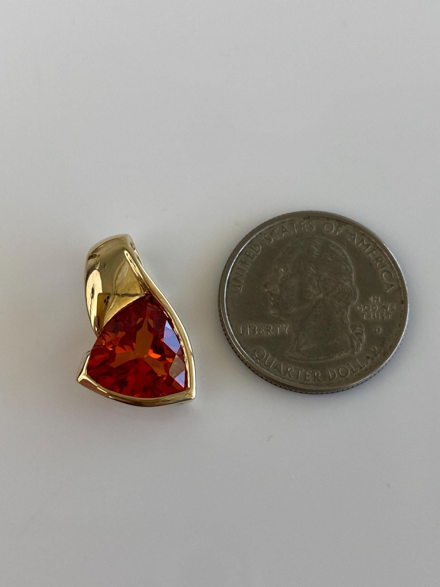 Vintage Solid 10k Yellow Gold Orange Sapphire Charm