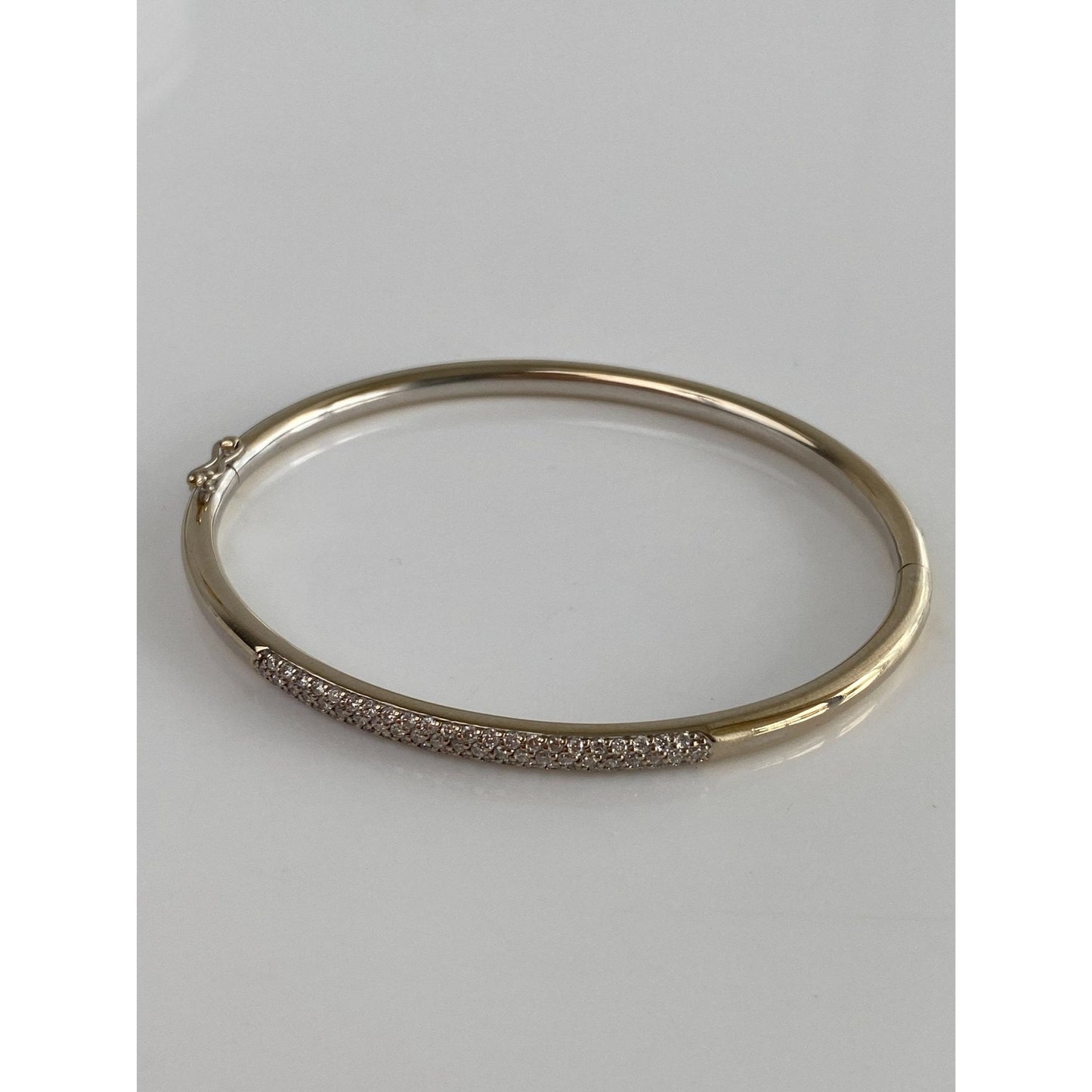 Vintage Solid 14k Yellow Gold Diamond Bangle Bracelet