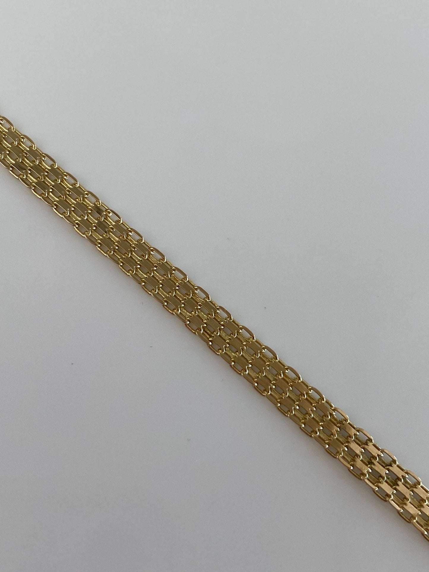 Vintage Solid 14k Yellow Gold Bismark Chain Bracelet Anklet - 9.25 inches