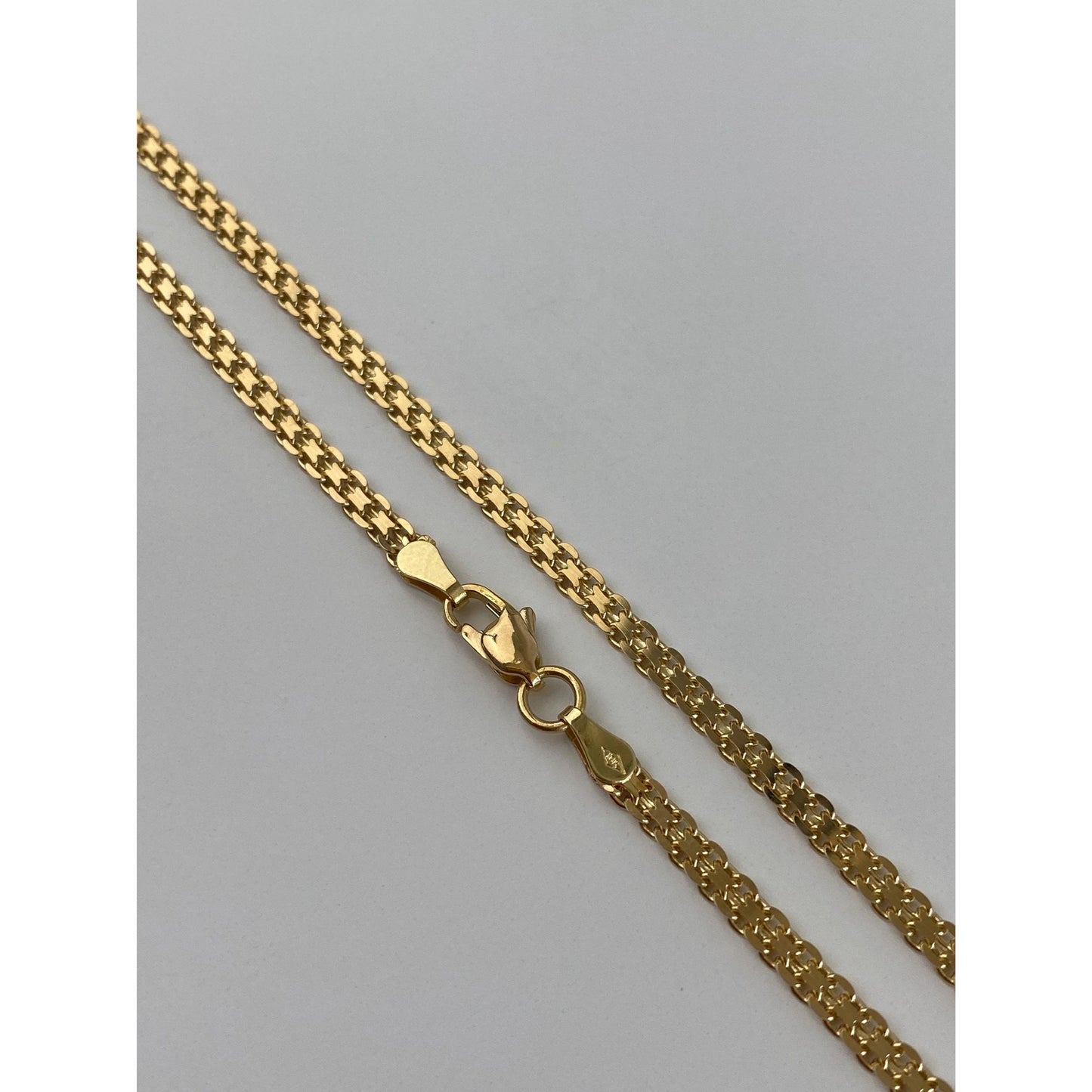 Vintage Solid 18k Yellow Gold Flat Bismark Chain Necklace - 19.75 inches