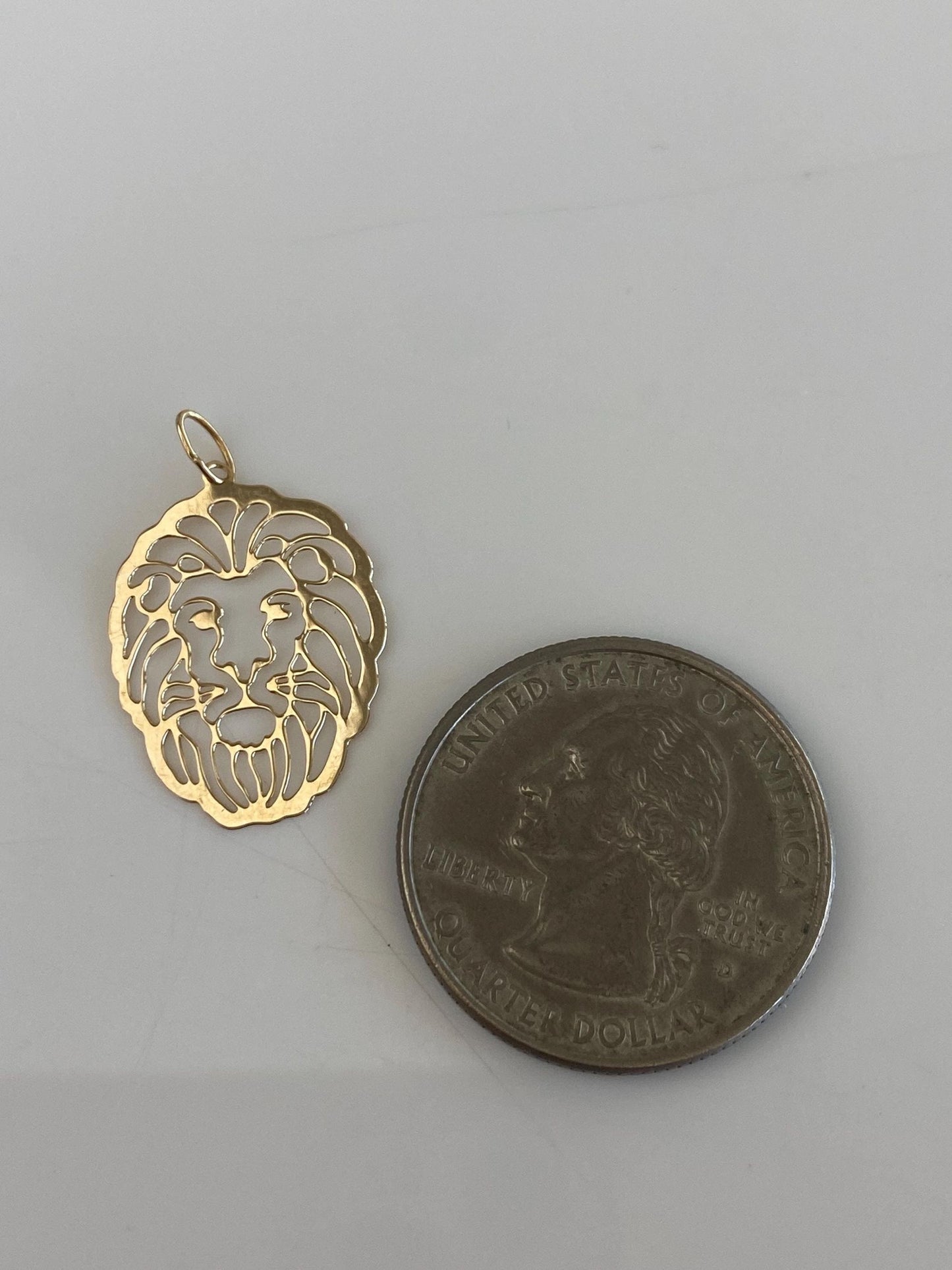 Vintage Solid 14k Yellow Gold Open Work Lion Charm