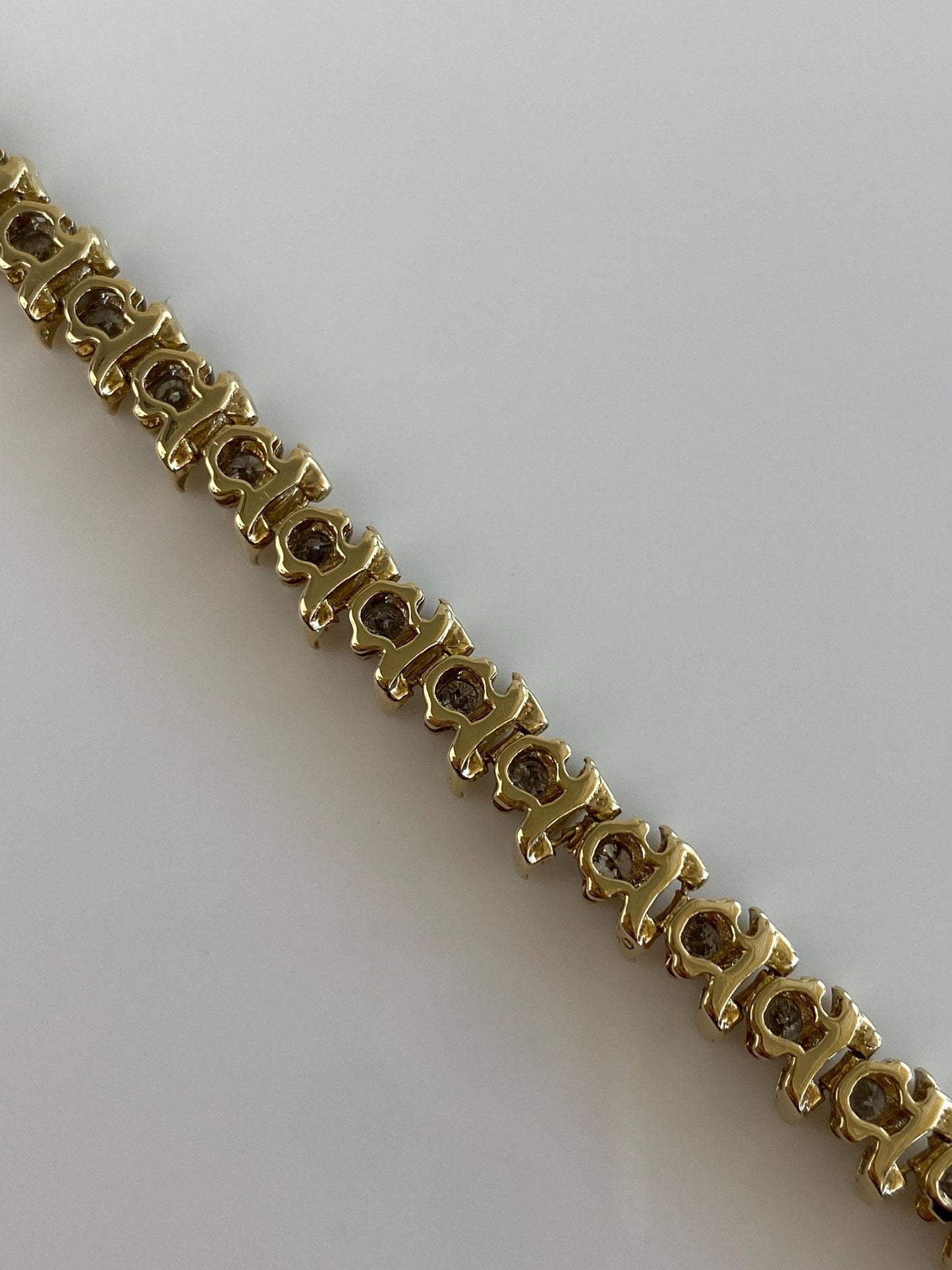 Vintage Solid 14k Yellow Gold Diamond Tennis Bracelet - 7.5 Inches