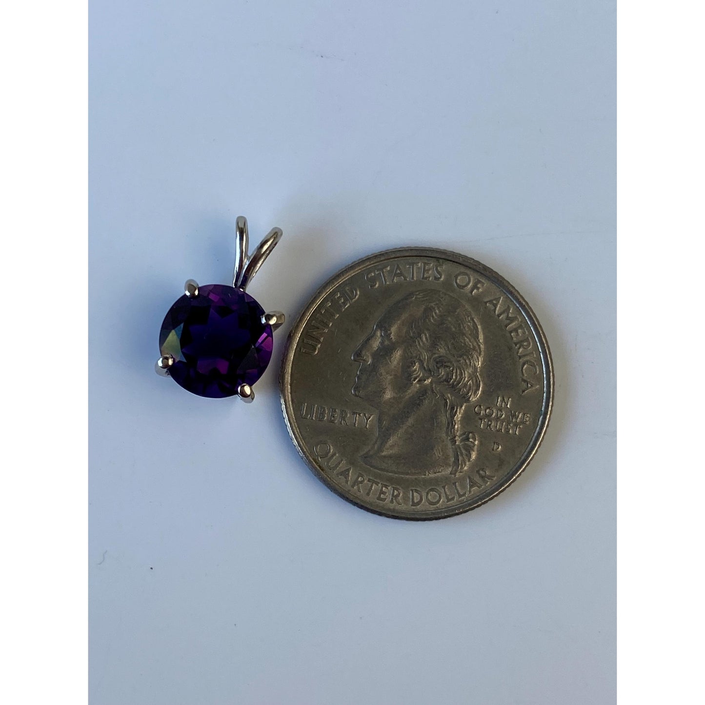 Vintage Solid 14k White Gold Amethyst Charm