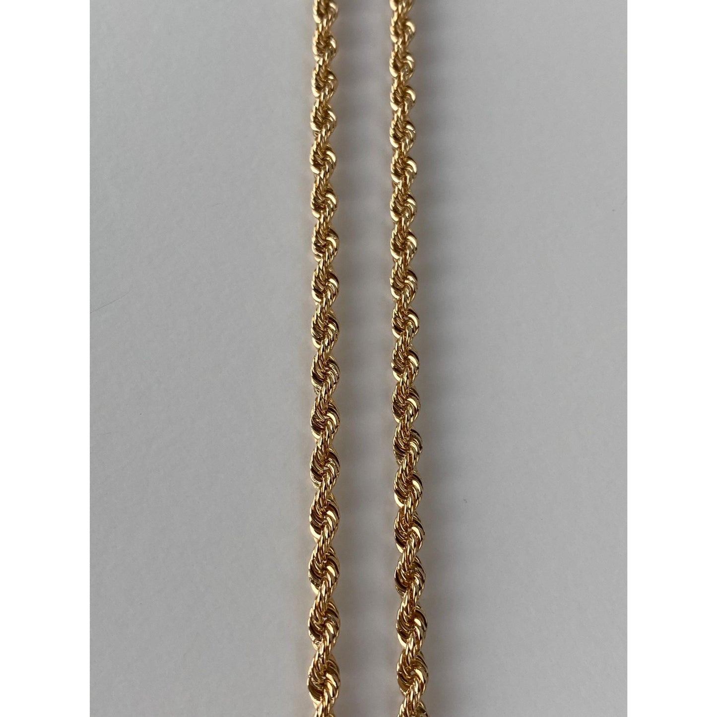 Vintage Solid 14k Yellow Gold Rope Chain Necklace - 24.25 inches