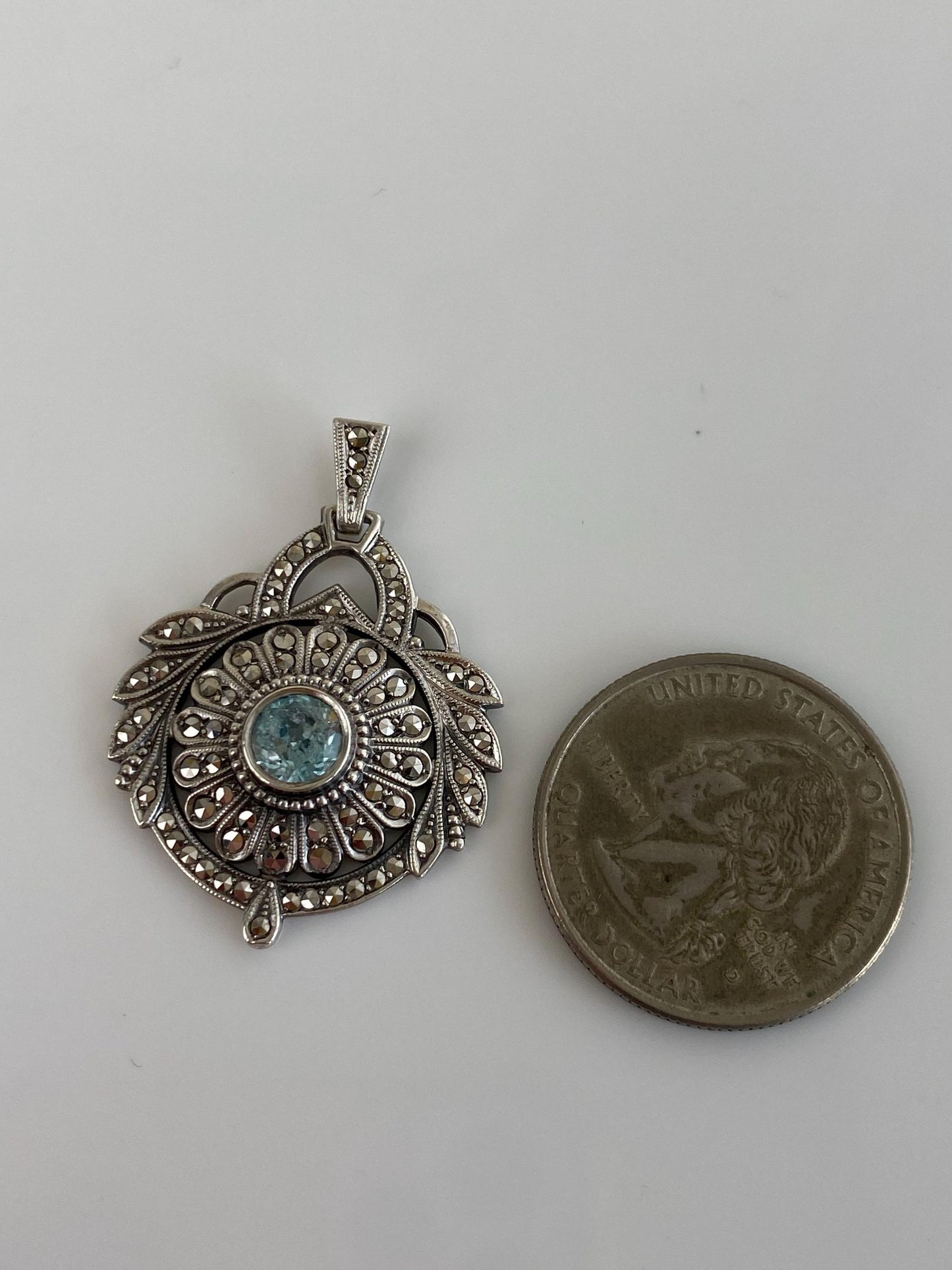 Vintage Solid Sterling Silver Hematite Topaz Charm