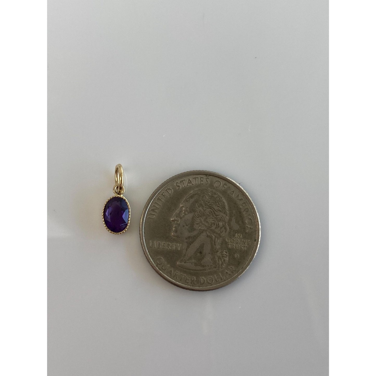 Vintage Solid 14k Yellow Gold Little Amethyst Charm