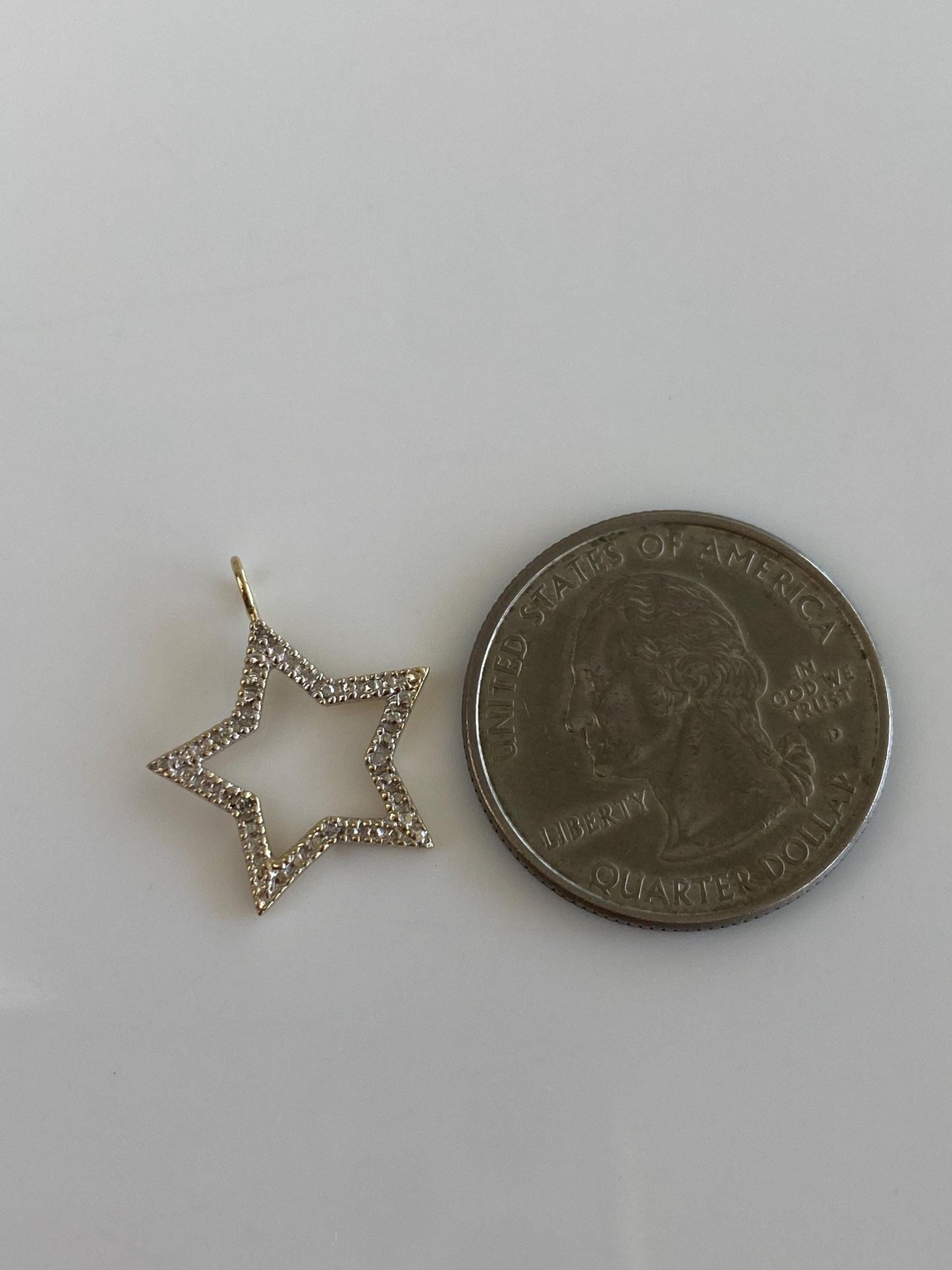 Vintage Solid 10k White & Yellow Gold Diamond Star Charm