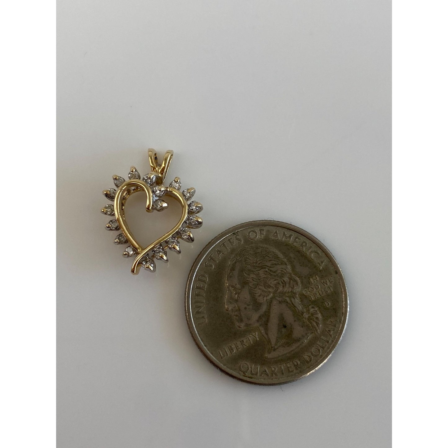 Vintage Solid 14k Yellow Gold Diamond Heart Charm