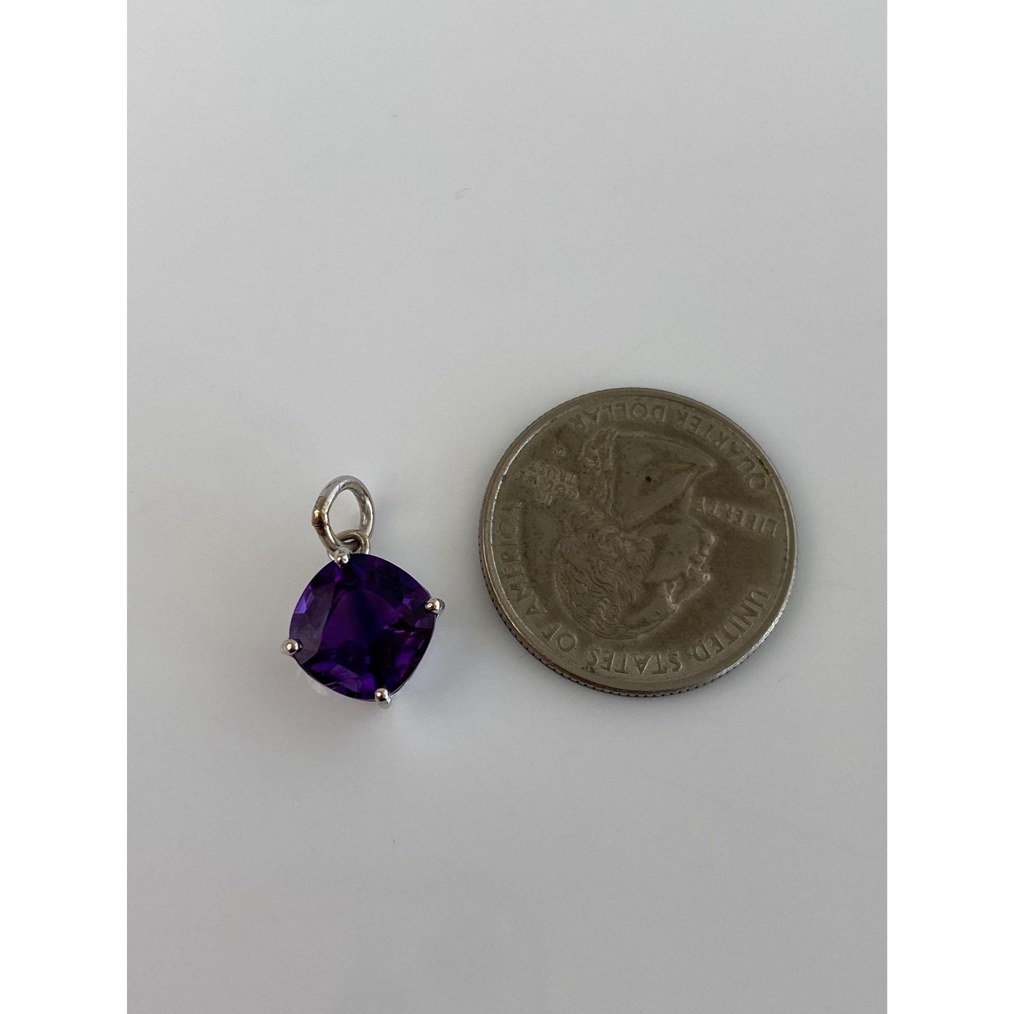 Vintage Solid 18k White Gold Amethyst Charm