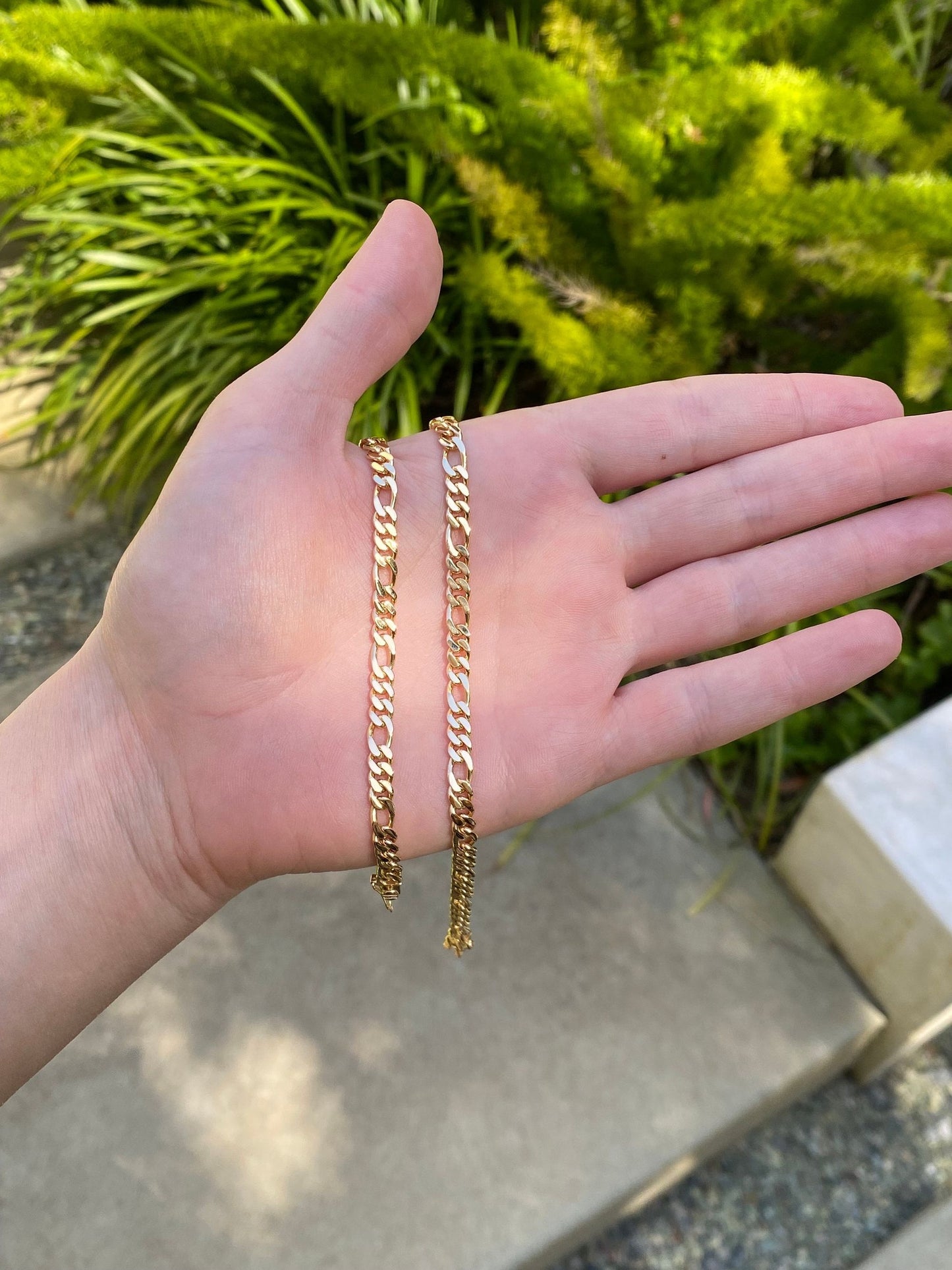 Vintage Solid 18k Yellow Gold Figaro Chain Necklace - 16 inches