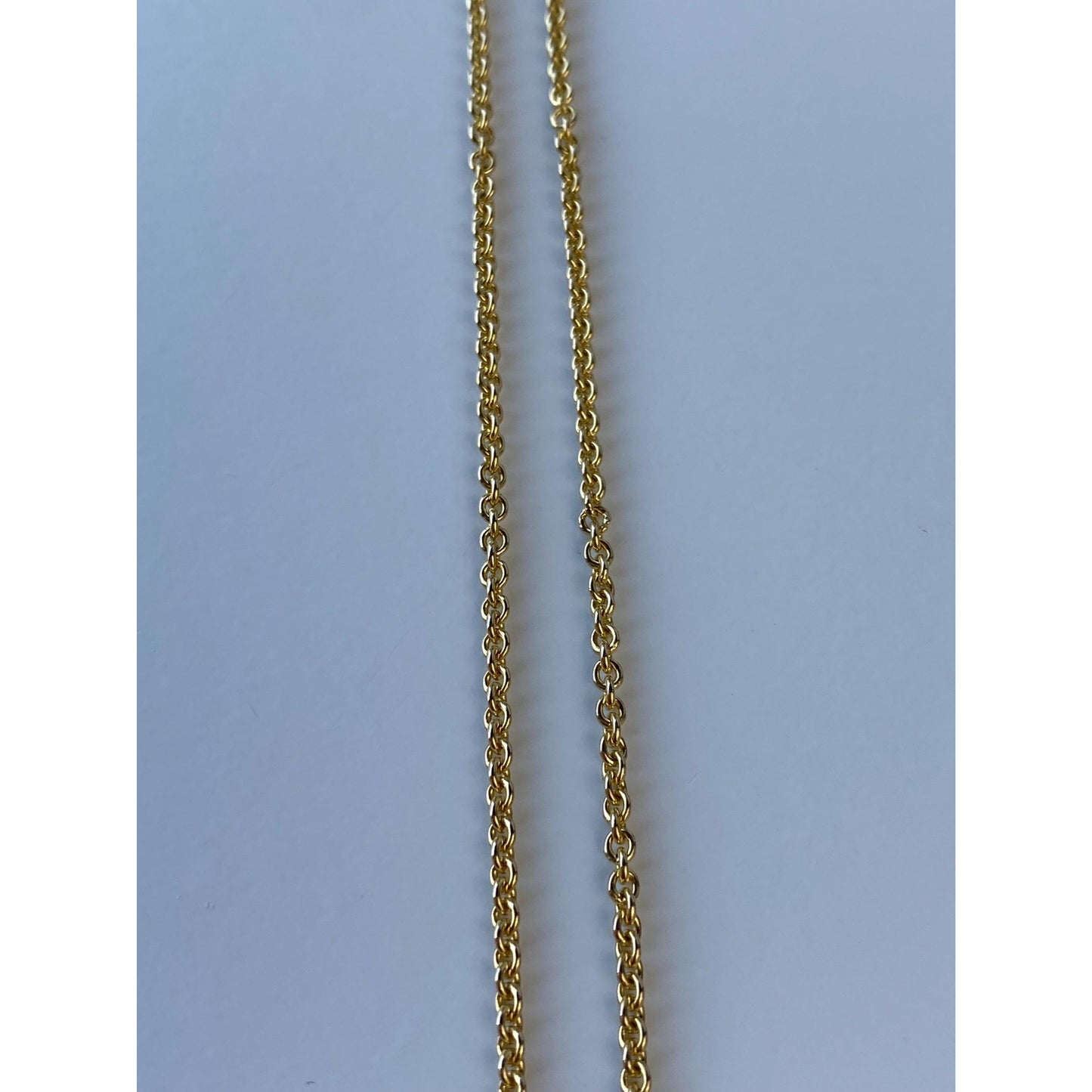 Vintage Solid 14k Yellow Gold Amethyst Dichroic Glass Rolo Chain Necklace - 17 inches