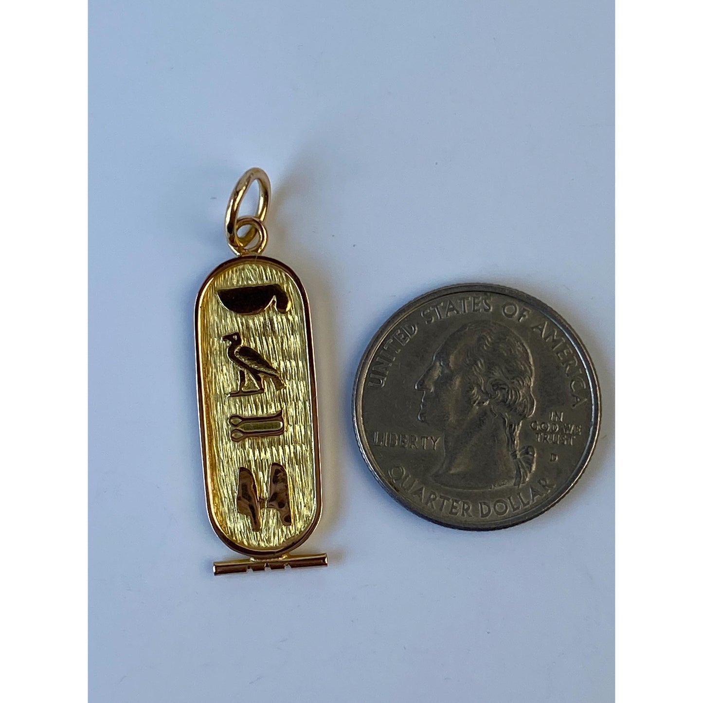 Vintage Solid 18k Yellow Gold Egyptian Cartouche Charm