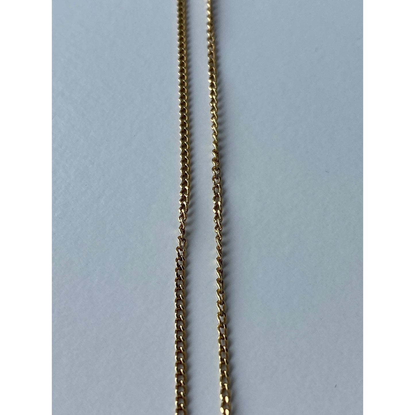 Vintage Solid 18k Yellow Gold Dainty Curb Chain Necklace - 24.25 inches