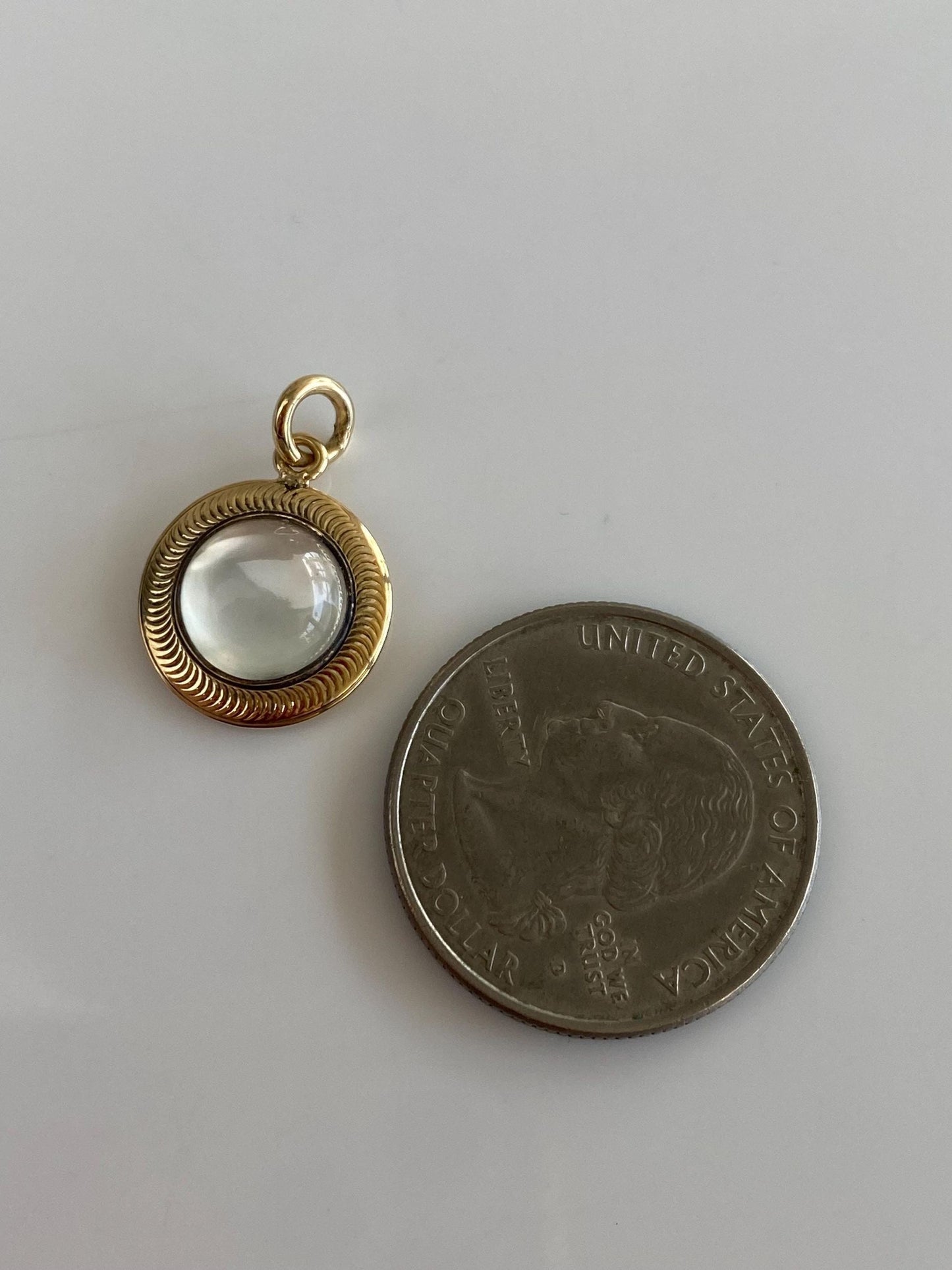 Vintage Solid 14k Yellow Gold Moonstone Cufflink Conversion Charm
