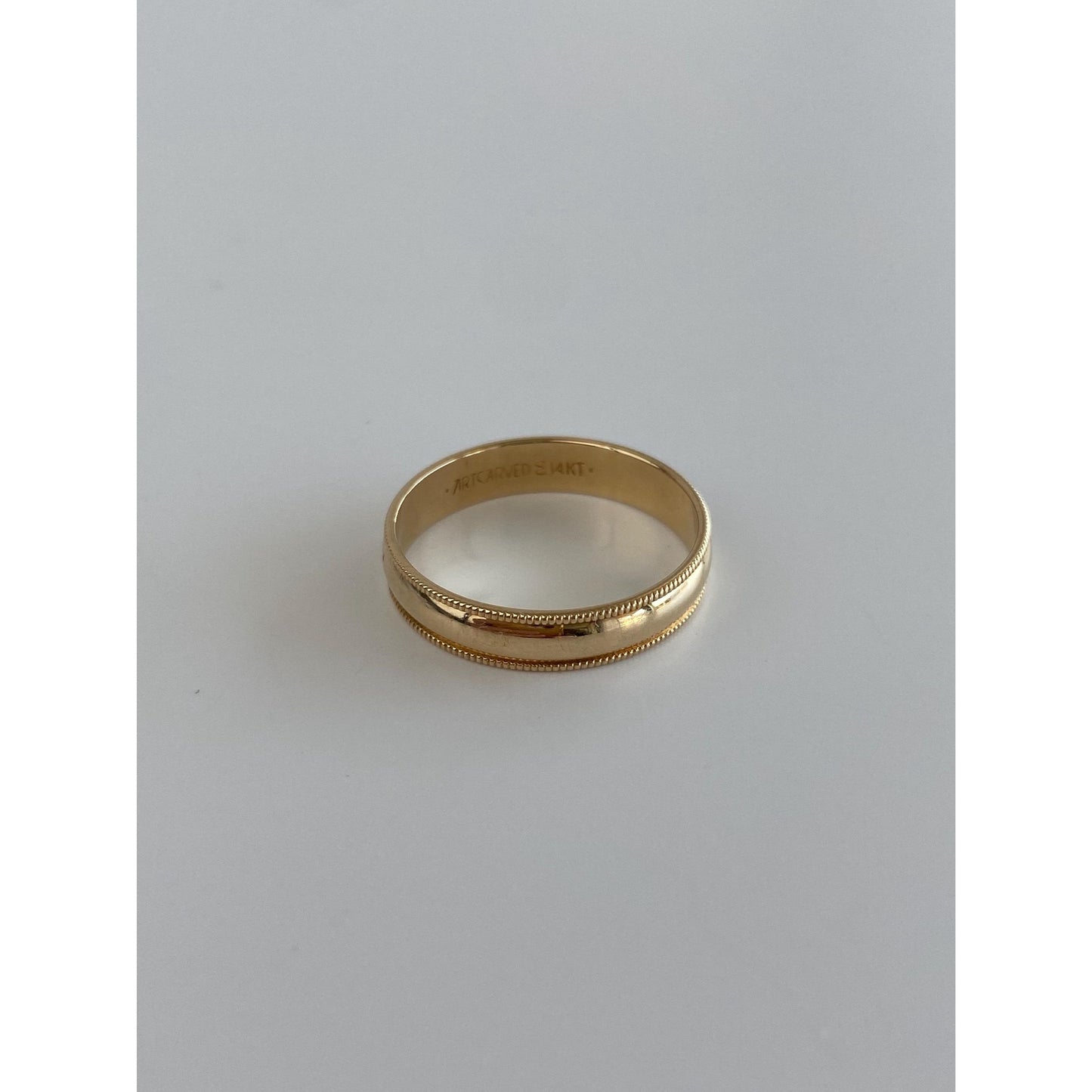 Vintage Solid 14k Yellow Gold Miligrain Ring Band - Size 7.75