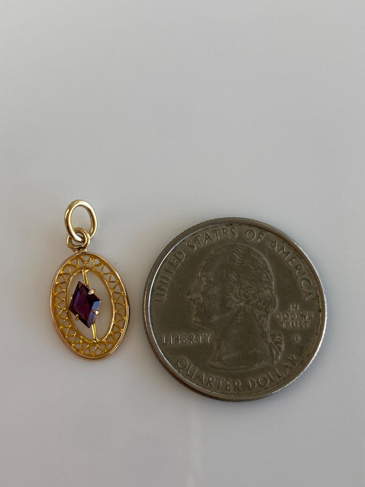 Vintage Solid 10k Yellow Gold Purple Cubic Zirconia Stick Pin Conversion Charm