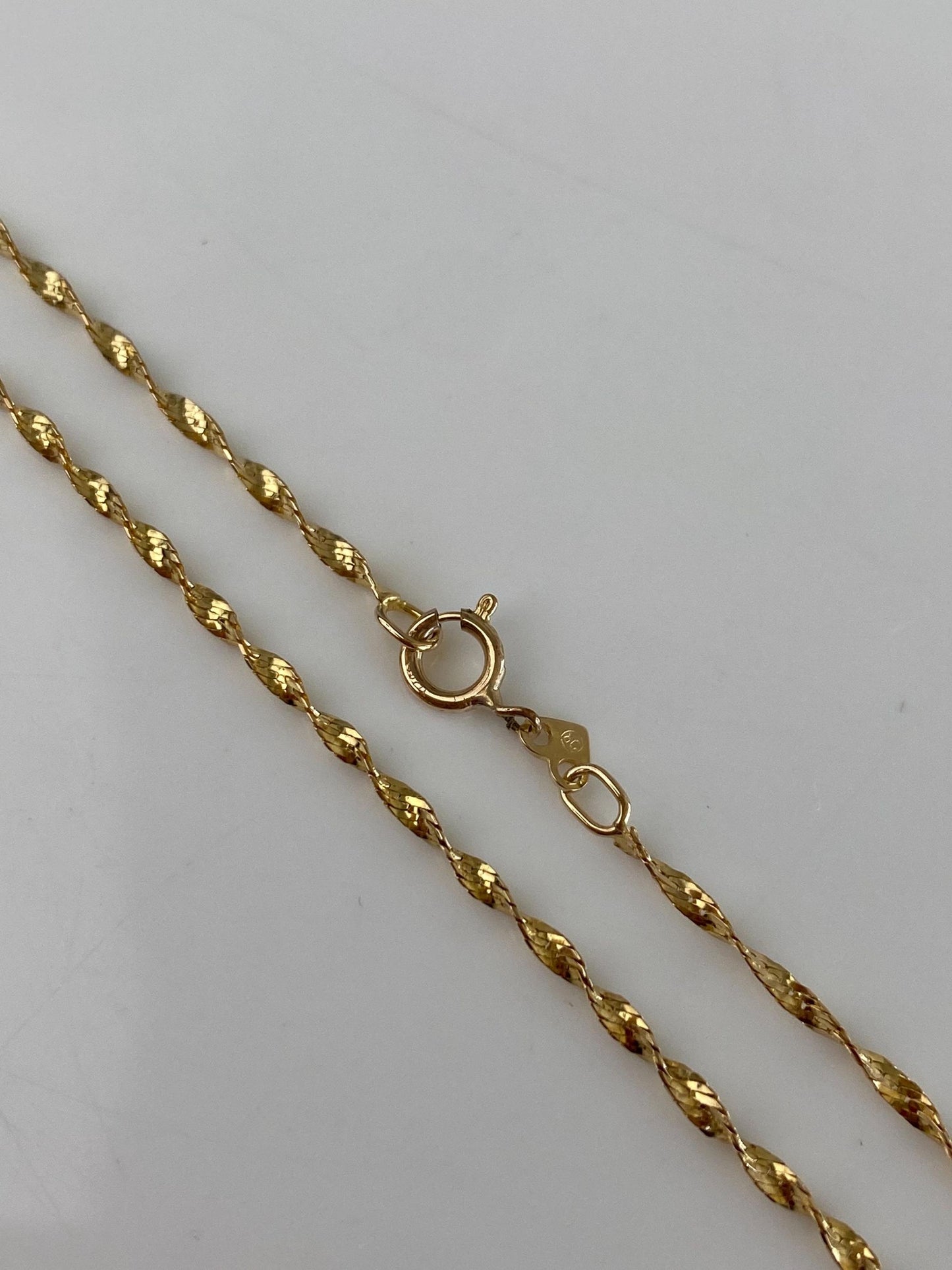 Vintage Solid 14k Yellow Gold Twist Chain Necklace - 18 inches