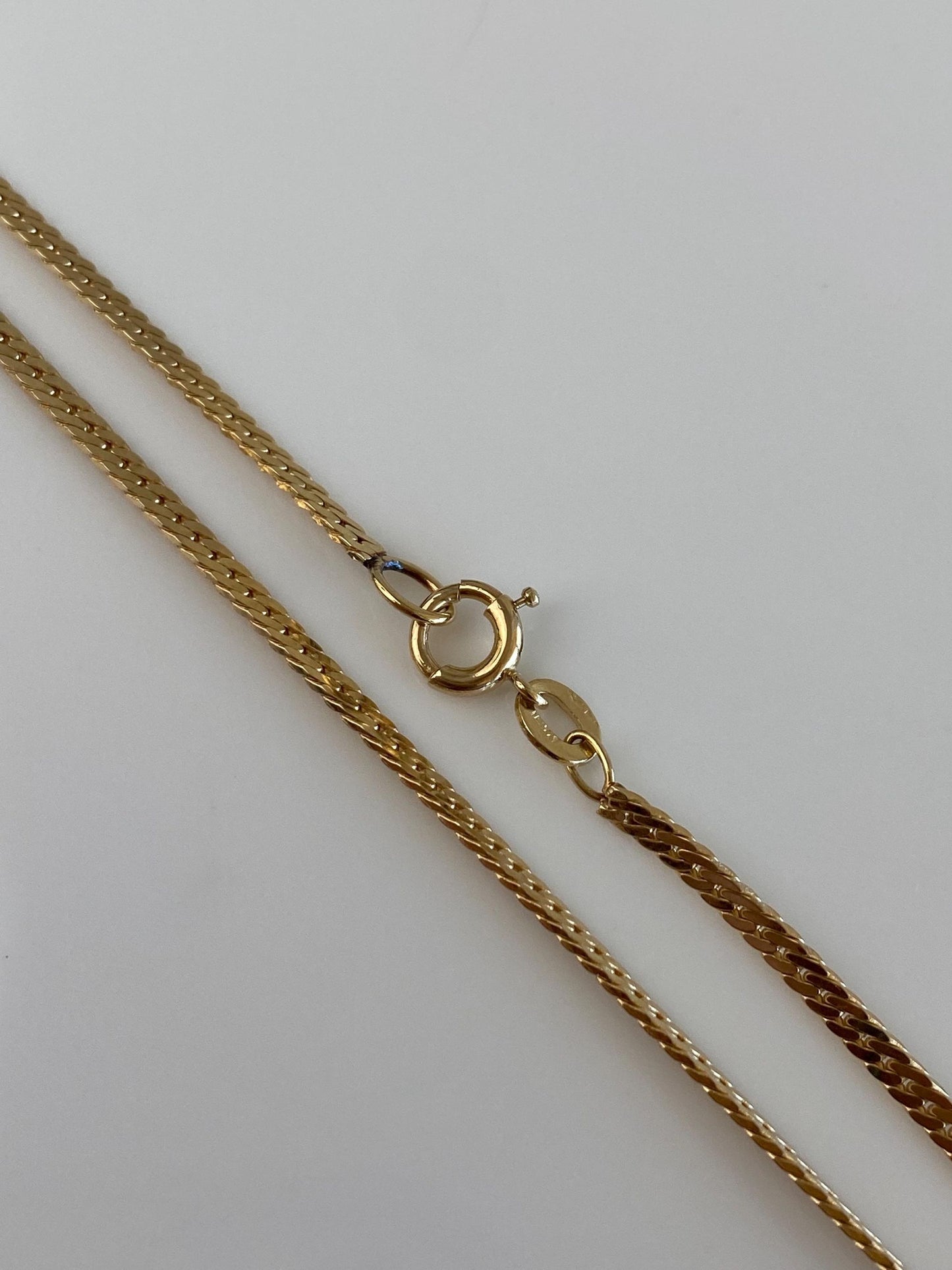 Vintage Solid 14k Yellow Gold Flat Curb Style Chain Necklace - 18 inches