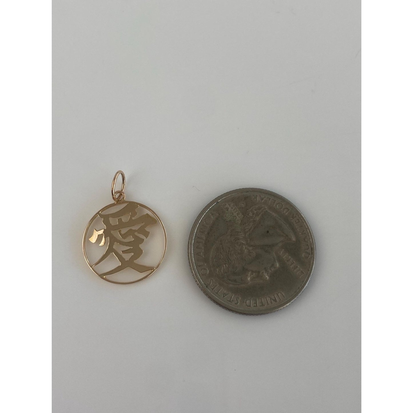 Vintage Solid 14k Yellow Gold Chinese Character Charm