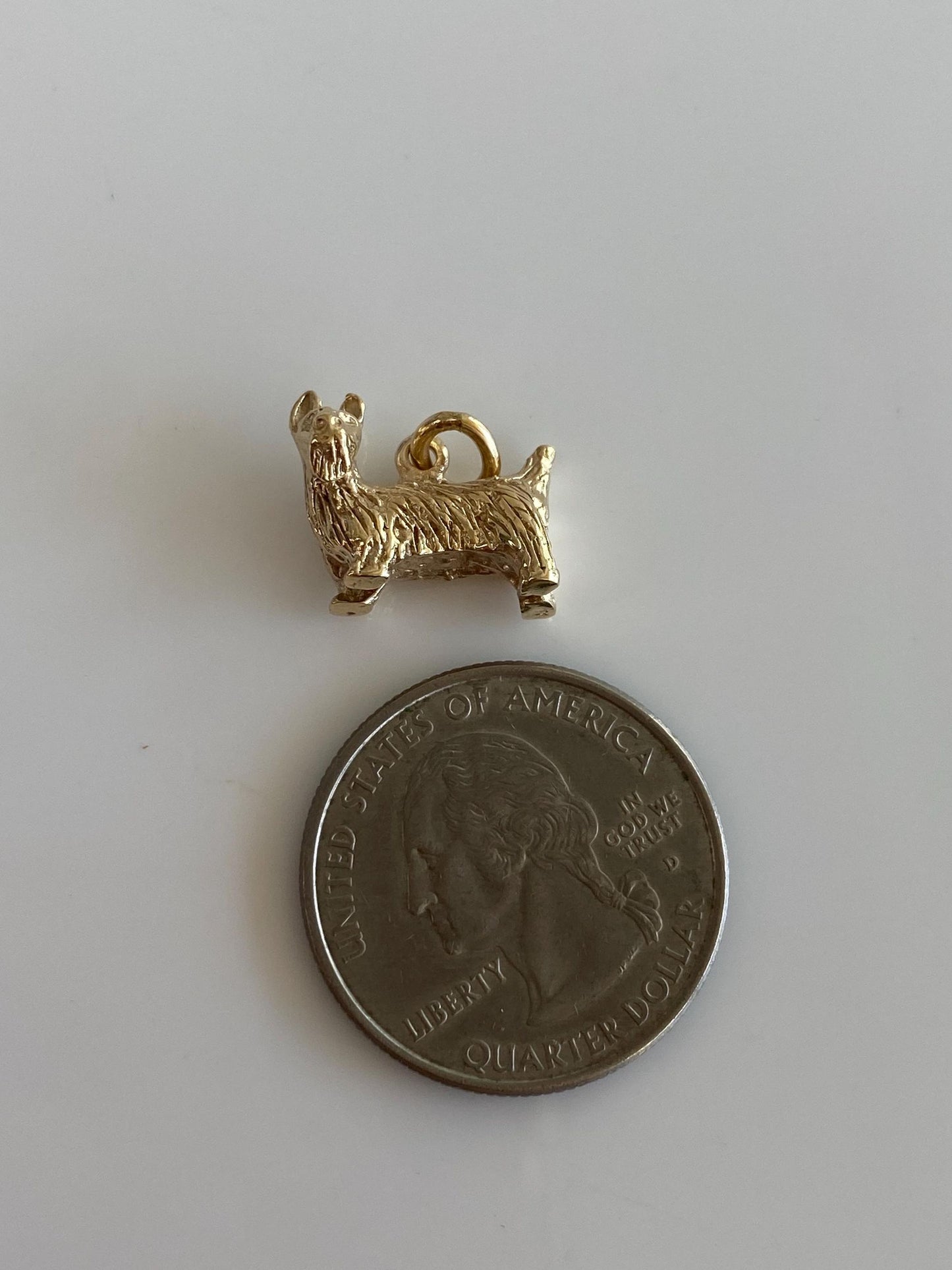Vintage Solid 10k Yellow Gold Scottie Schnauzer Dog Charm