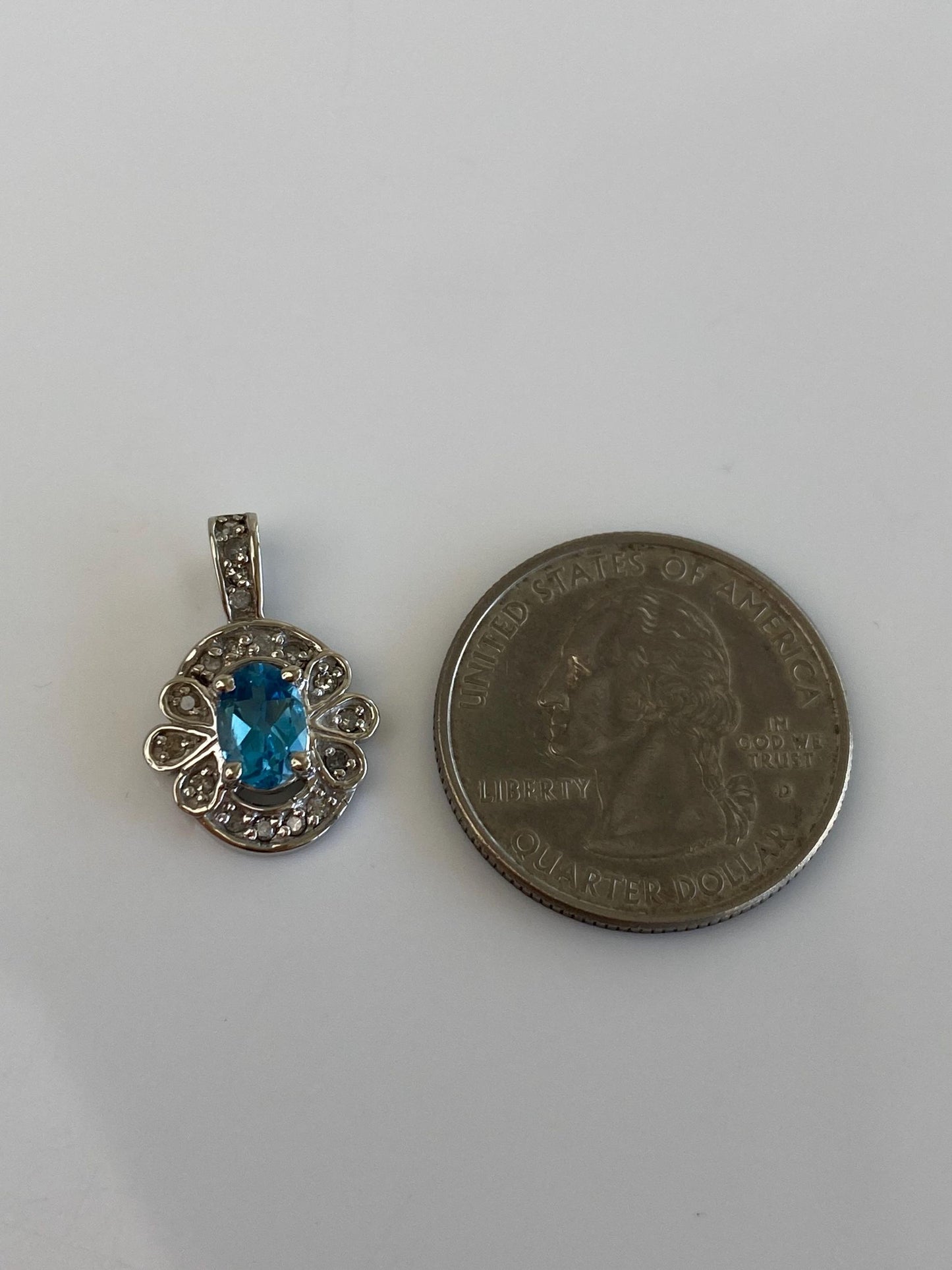 Vintage Solid 10k White Gold Diamond Topaz Charm