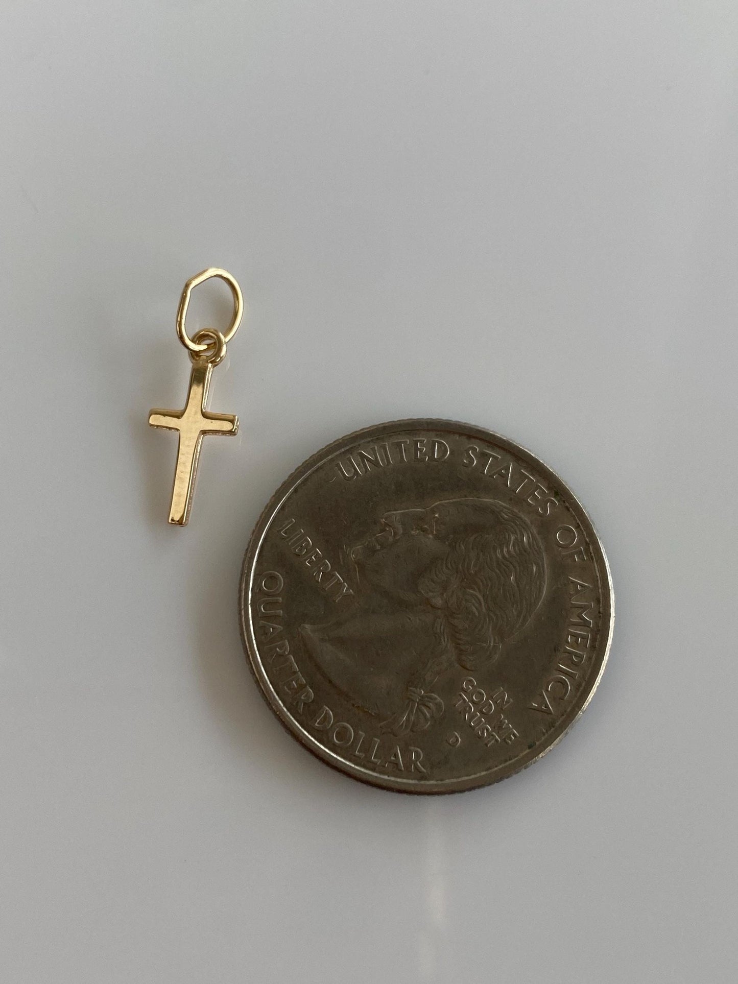 Vintage Solid 14k Yellow Gold Tiny Cross Charm
