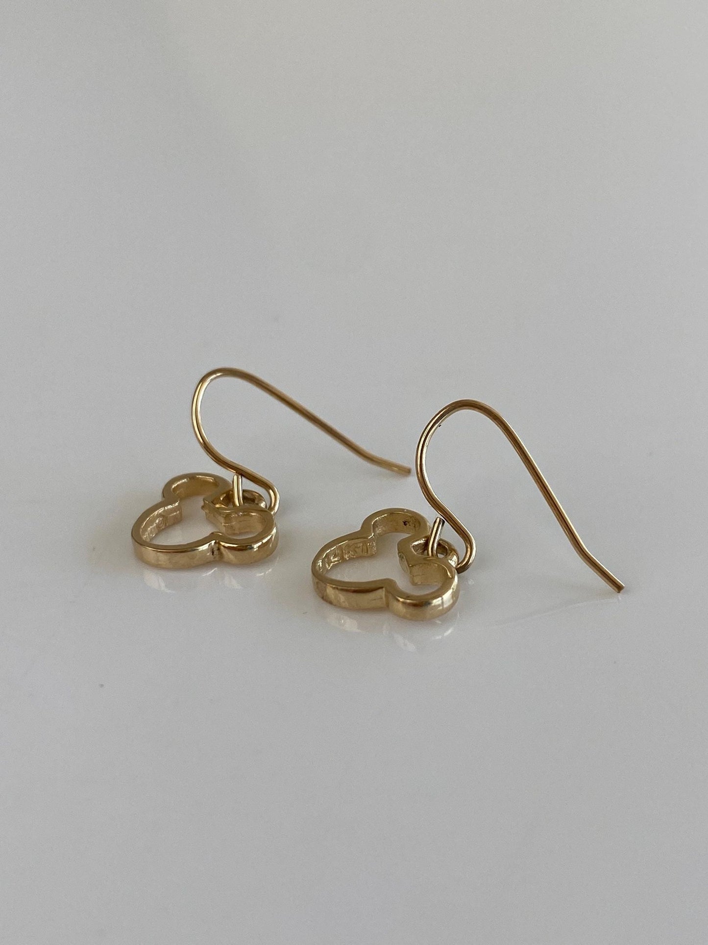 Vintage Solid 14k Yellow Gold Mickey Mouse Ears Dangle Earrings