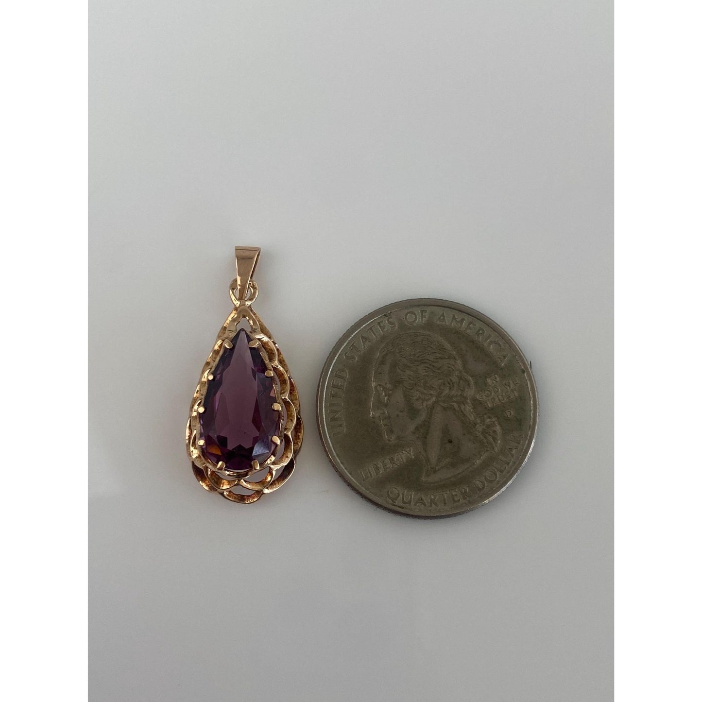 Vintage Solid 14k Rosey Gold Purple Cubic Zirconia Charm
