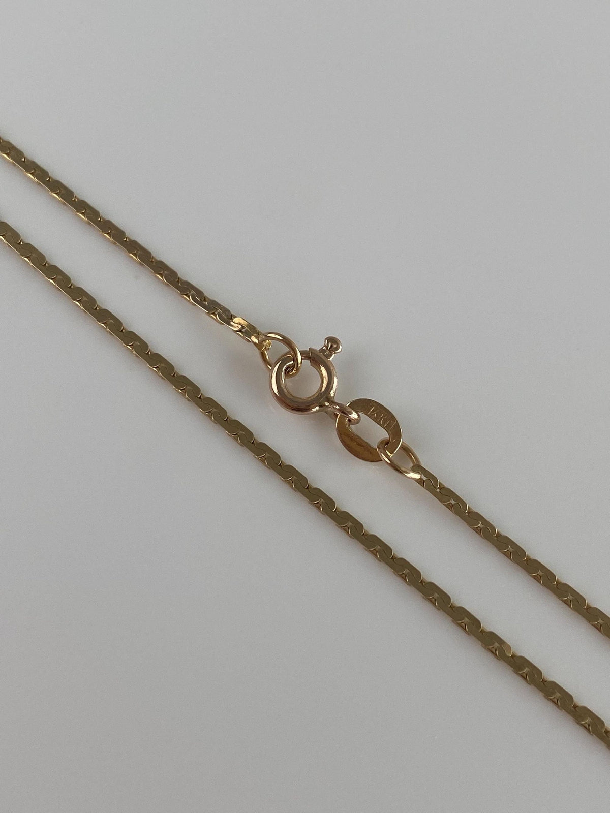 Vintage Solid 14k Yellow Gold Flat C Link Chain Necklace - 16.25 inches
