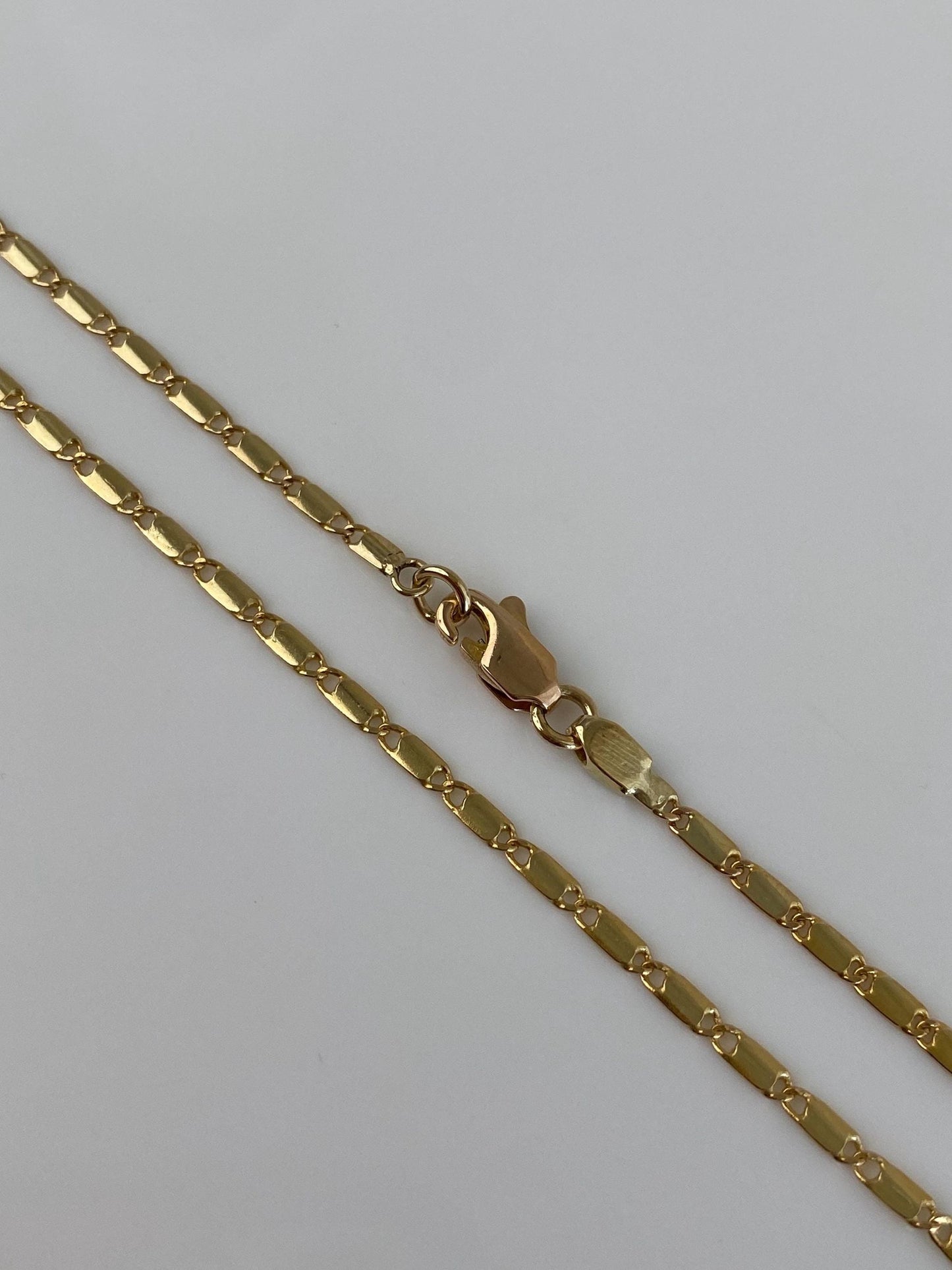 Vintage Solid 14k Yellow Gold Flat Link Chain Necklace - 19 inches