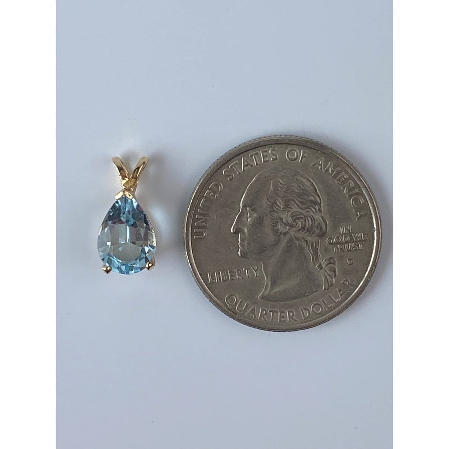 Solid 14k Yellow Gold Topaz Charm