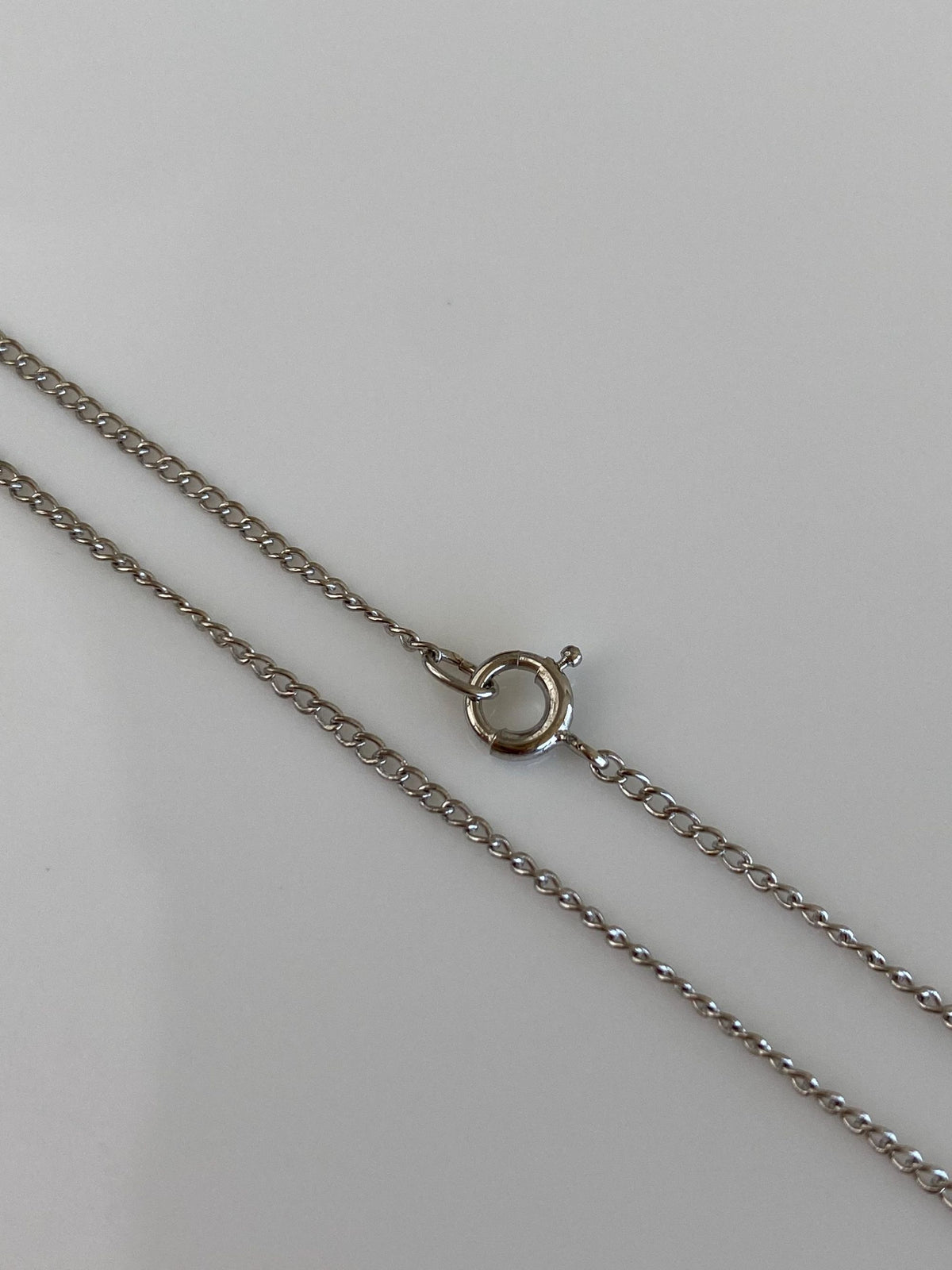 Vintage Solid 10k White Gold Dainty Curb Chain Necklace - 16.25 inches