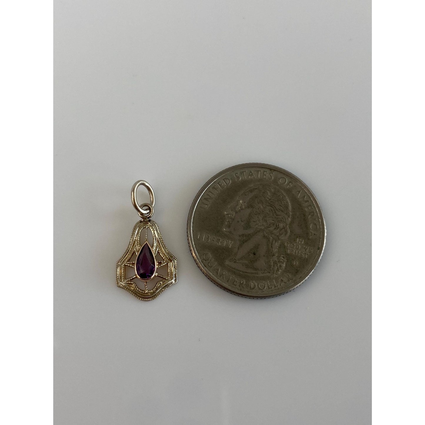 Solid 14k White Gold Purple Cubic Zirconia Stick Pin Conversion Charm