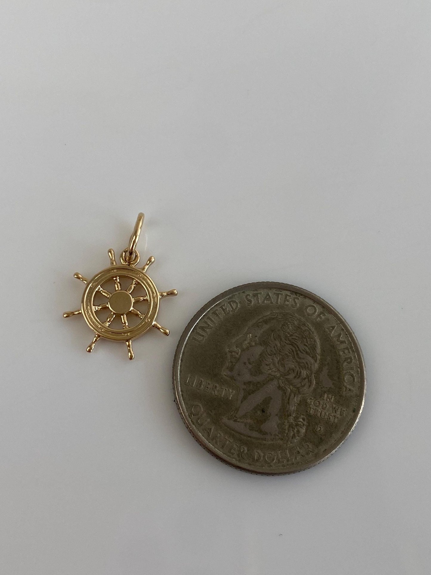 Vintage Solid 14k Yellow Gold Helm Charm